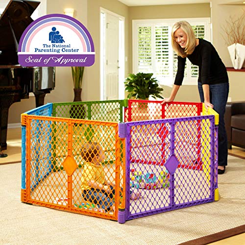 Image of Toddleroo by North States - Superyard Colorplay Baby Play Yard: Freestanding 6-Panel Baby Playpen - Indoor or Outdoor Use - Made in USA - Encloses Up to 18.5 Square Feet - 26 Inches Tall - Colorplay