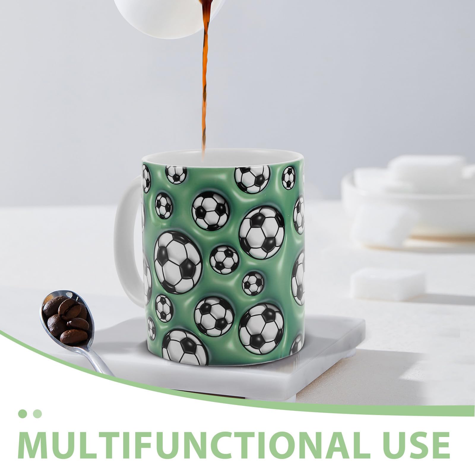 STOBAZA 5 Pezzi Tazza da Caffè in Ceramica Tema Calcio per Appassionati