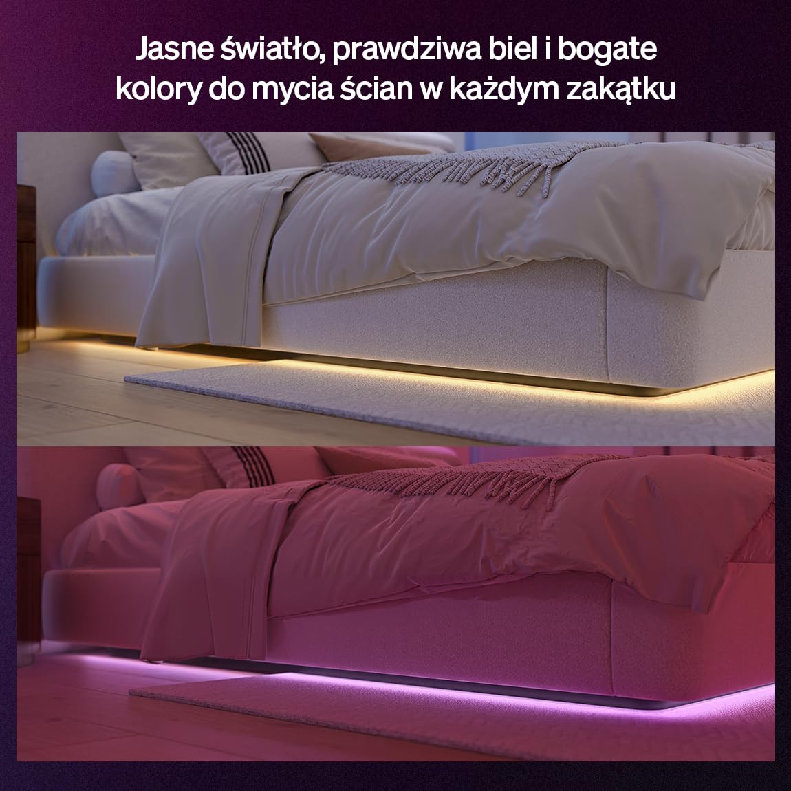 Philips Hue Flux 5 m LED, 2000 lm, żywe kolory i atmosfera, elastyczna, Chromasync™, RGBWWIC, przycinanie i przedłużanie, sterowanie aplikacją i głosem, do wnętrz.