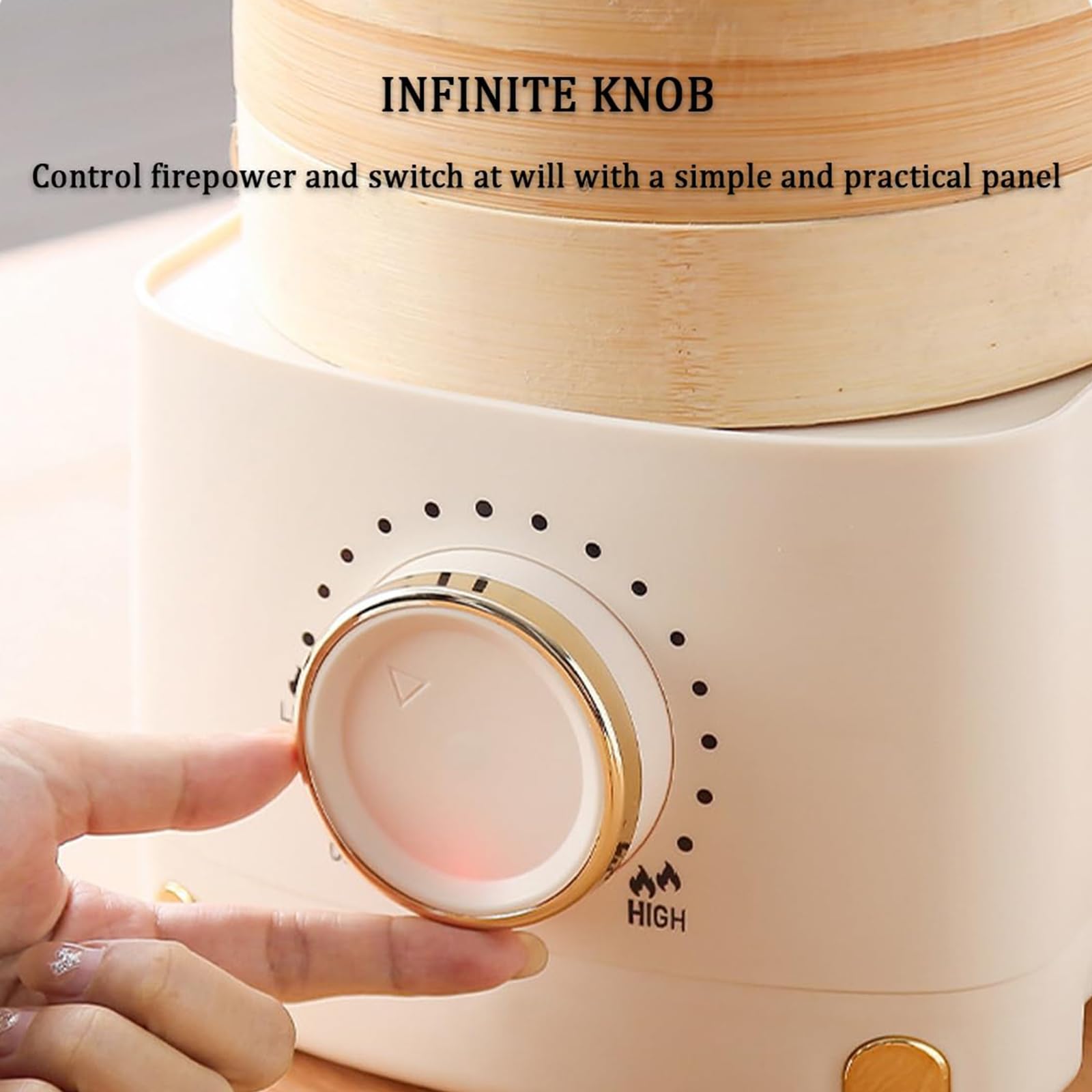 3-Tier Vaporiera Elettrica per Alimenti – Vaporiera in bambù da 350W con Pentola da 800ML, Controllo con Manopola Regolabile, Facile da Pulire, per Cucina Salutare per 1-2 Persone