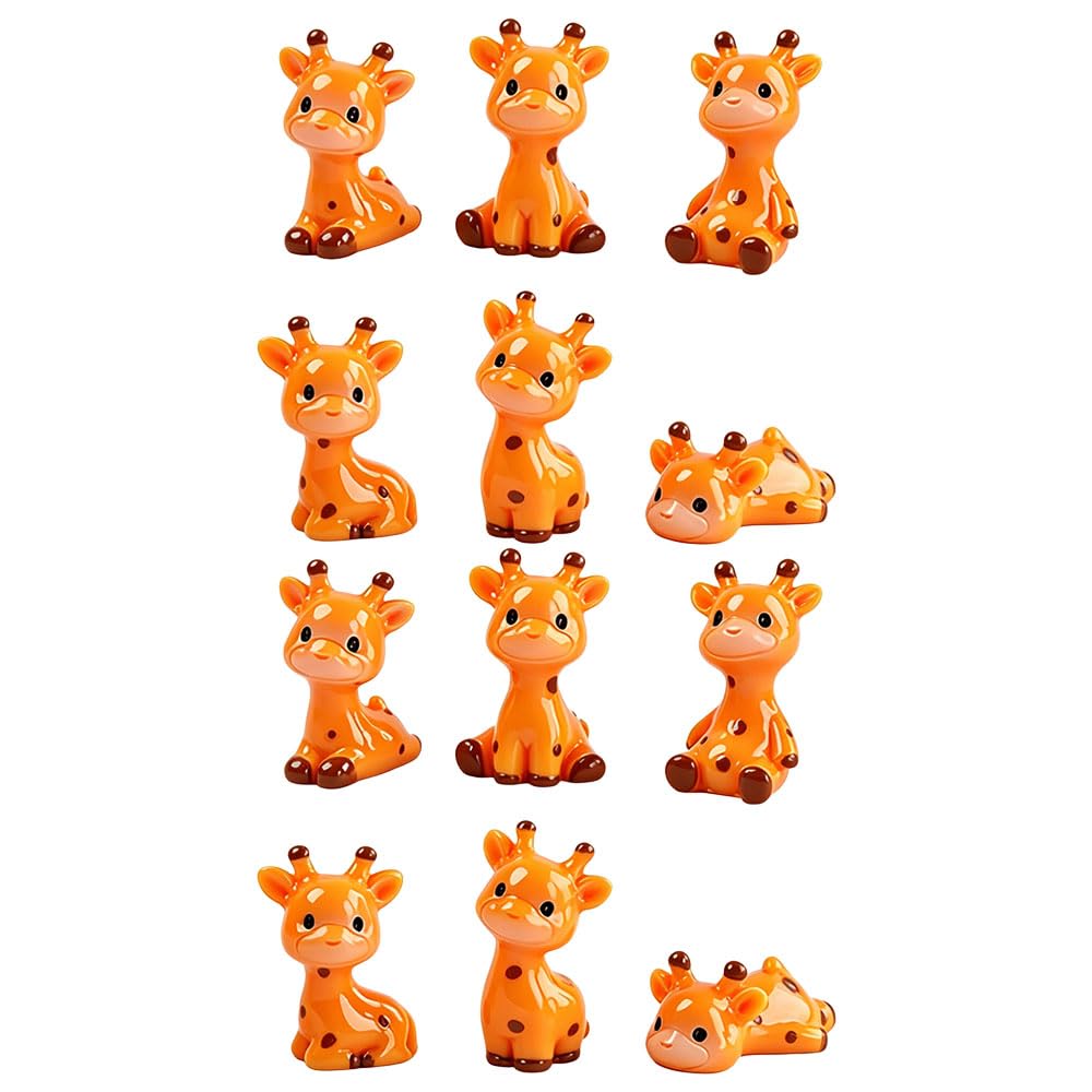 Jehoshaphat 12Pcs Mini Giraffe Figurines, Creative Landscape Ornaments for Zoo Gardening Succulent Pot Micro Landscape Layout Decoration