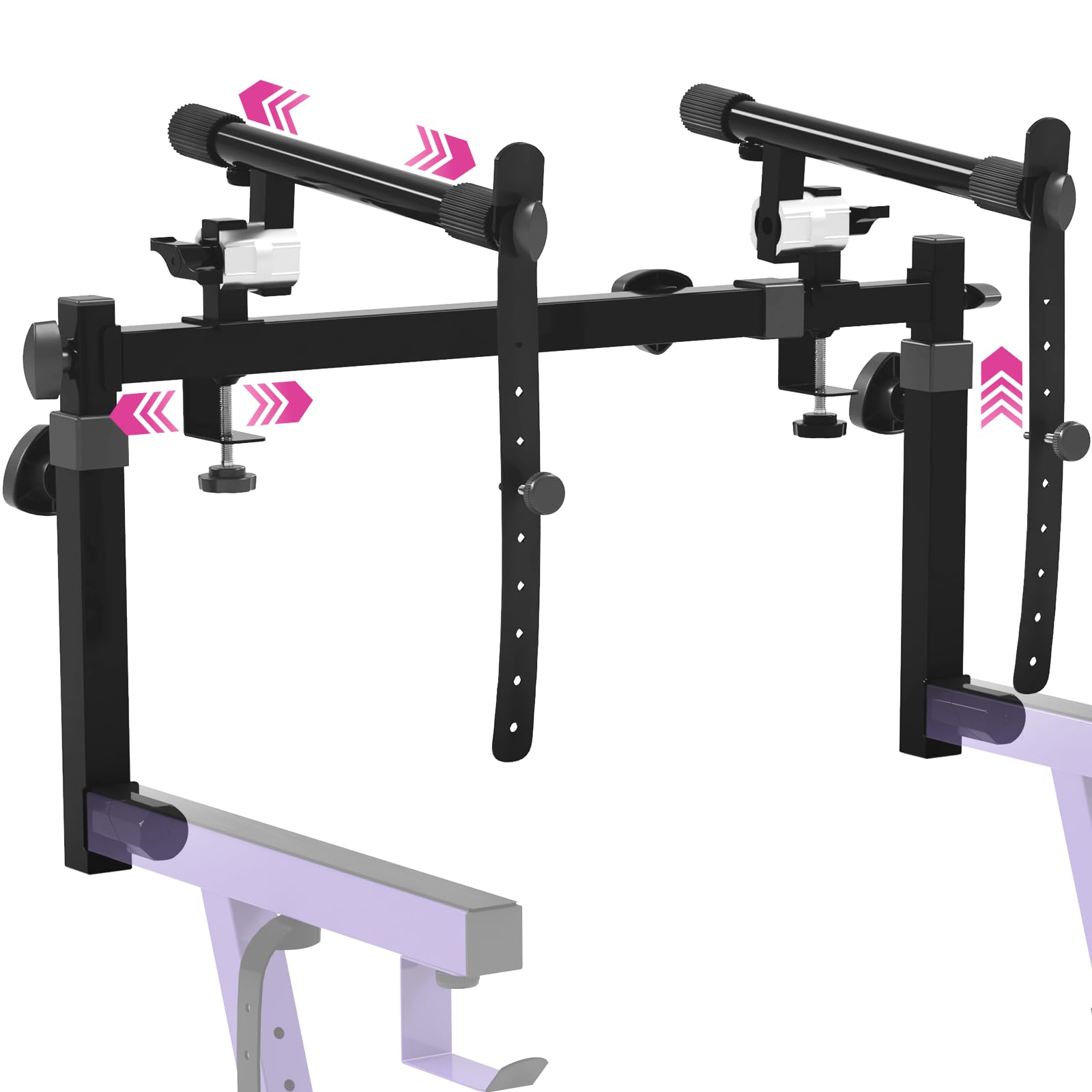 Liquid Stands 2 Tier Keyboard Stand Attachment with Straps - Two Tier Keyboard Stand for Electric Piano Rack of 54 - 88 Key Music Keyboards and Synths w/ Adjustable Arms Only for Square Tube Z Stands