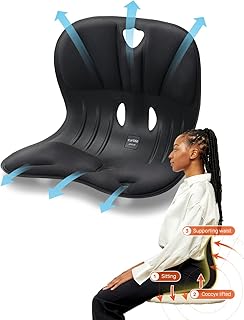 [Curble Chiar TEENAGER] Ergonomic Lower Back Support, Lumbar Support Back Posture Corrector for Low Back Pain Relief, Perfect for Home Office Desk Chair, and Floor Seat, Patented (Black)