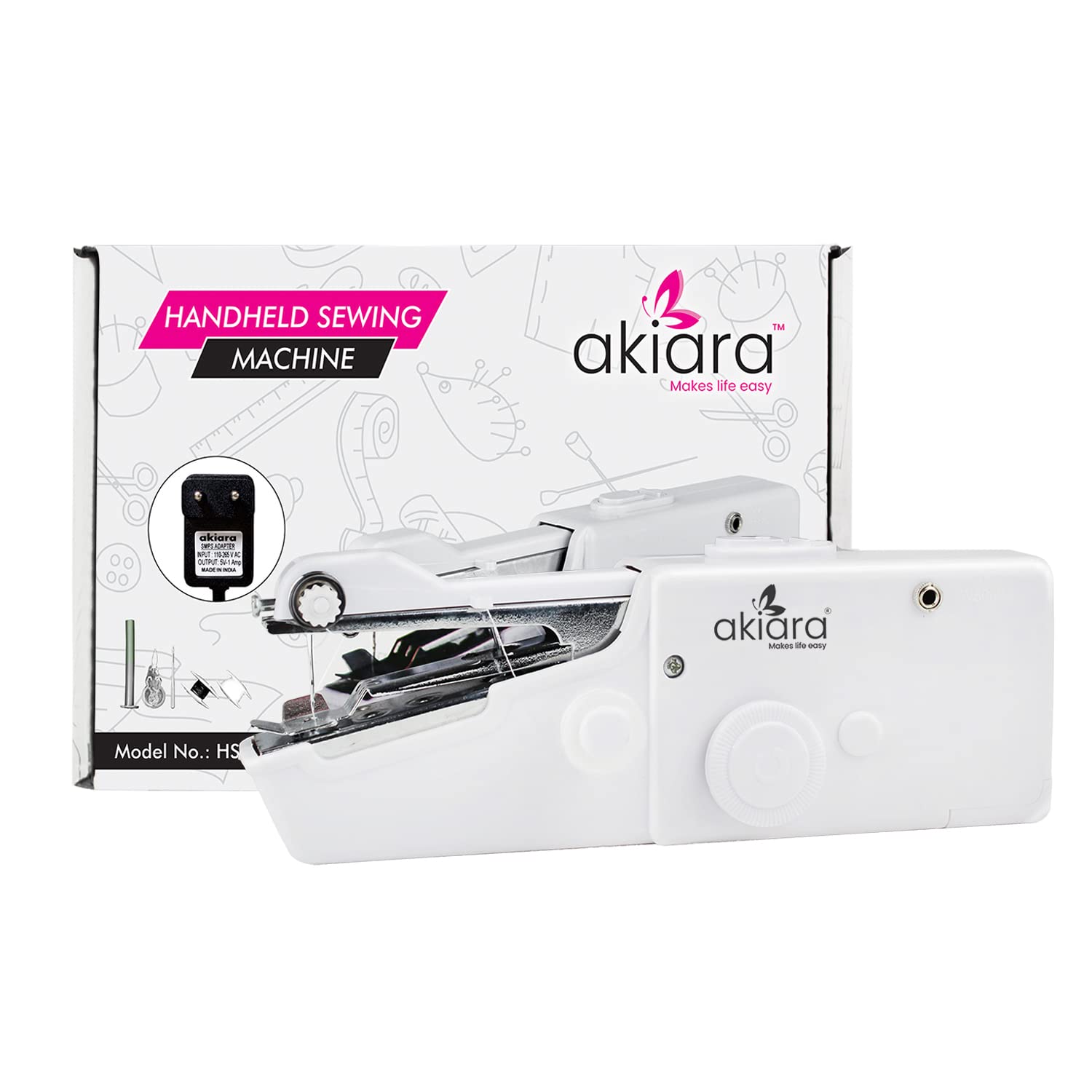 akiara - Makes life easy Electric Handy Sewing/Stitch Handheld Cordless Portable White Sewing Machine for Home Tailoring, Hand Machine | Mini Silai | White Hand Machine with Adapter 9 61z7HiMFuPL. SL1500