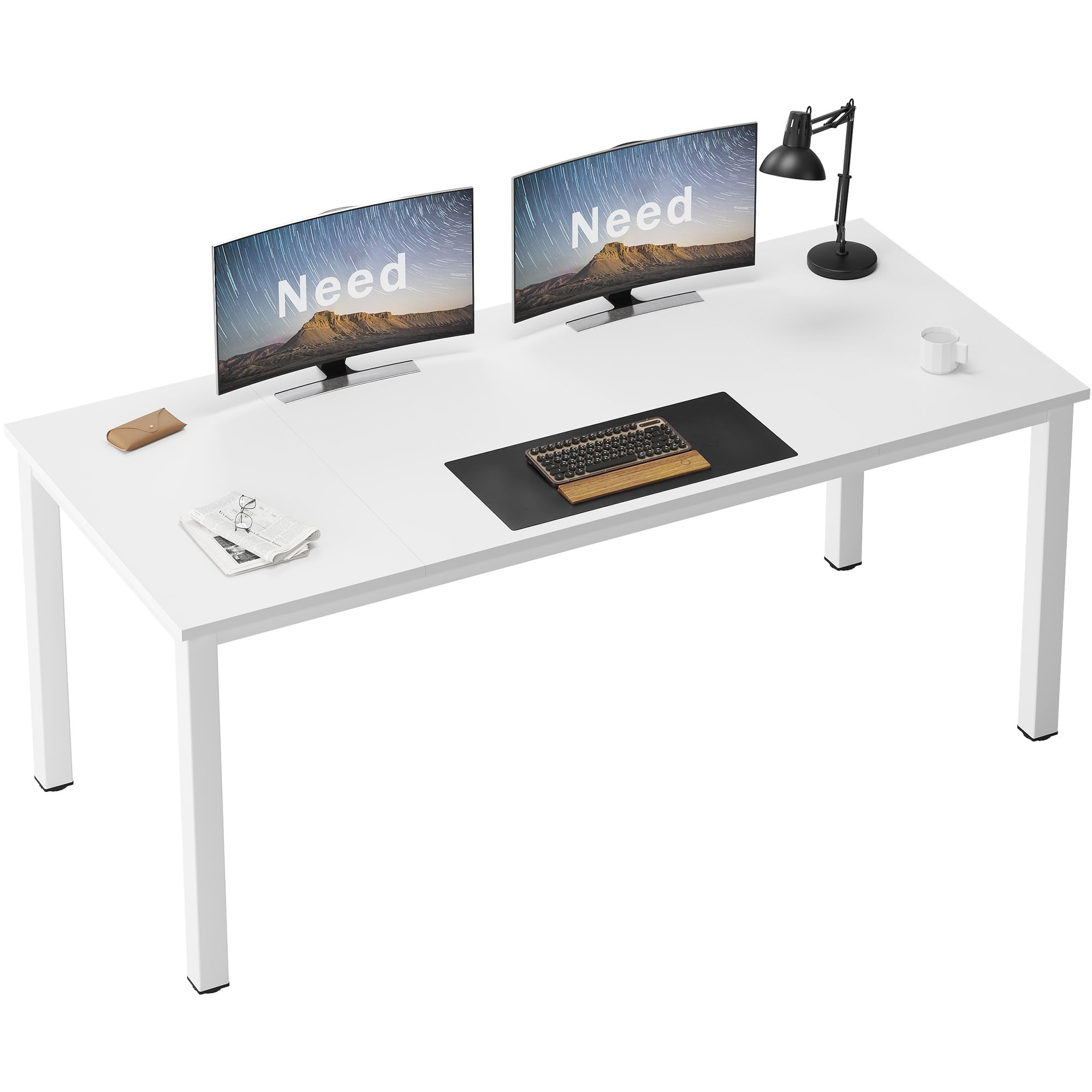 Escritorio grande para computadora de 70.8 x 31.5 pulgadas, mesa de conferencias, escritorio de oficina grande, estación de trabajo para oficina en casa, blanco ND-10FJGSAC3-180WW