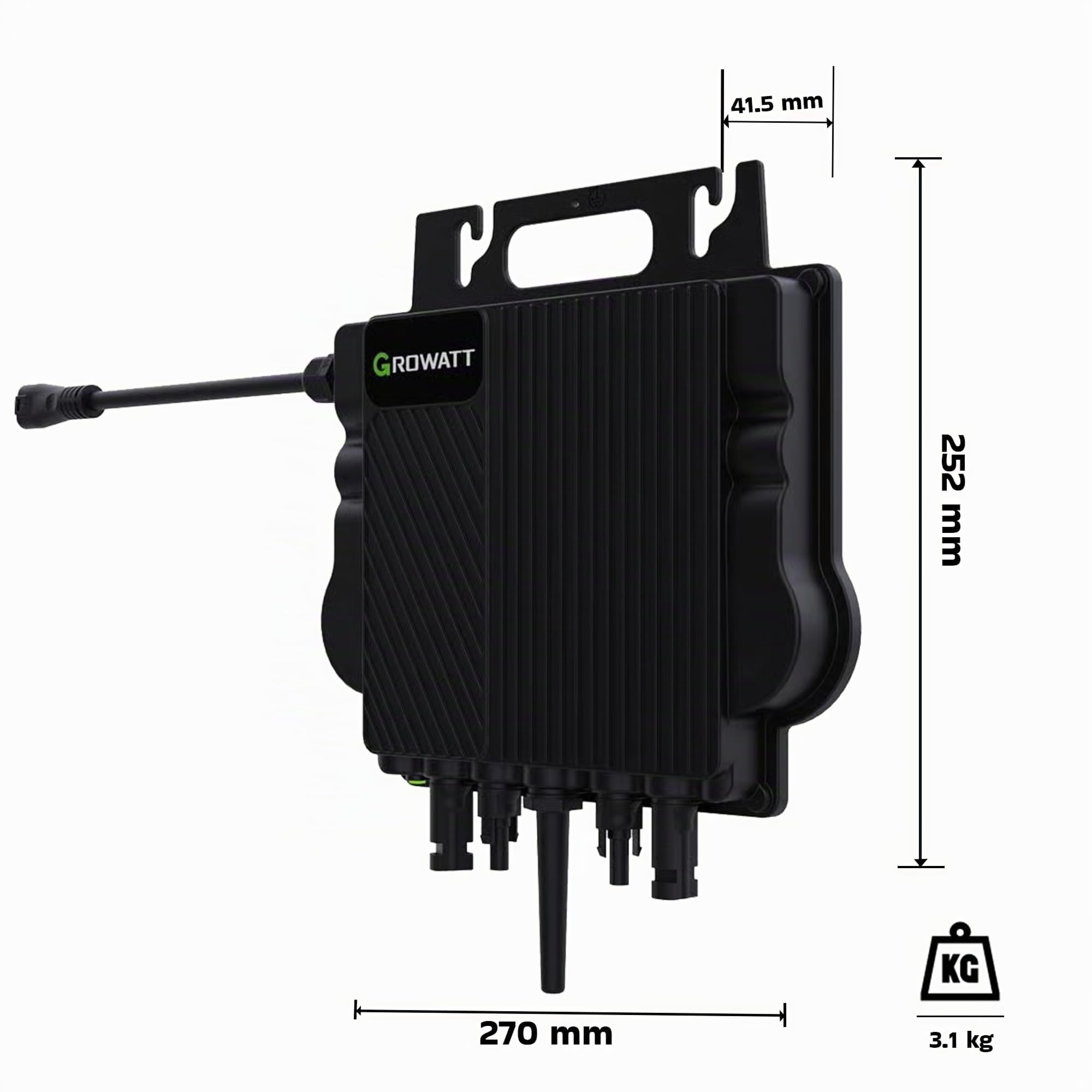 GROWATT Mikro-Wechselrichter 800 W NEO‑800M‑X für Balkonkraftwerk, IP67 wetterfest, Plug&Play Installation, 2 MPPT, WiFi Bluetooth, Micro Inverter
