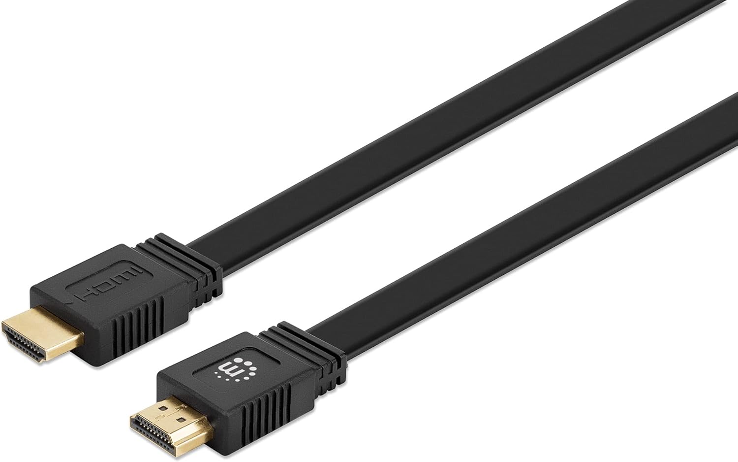 MANHATTAN Hdmi Cable with Ethernet (Flat), 4K@60Hz (Premium High, W128290017 ((Flat), 4K@60Hz (Premium High Speed), 15M, Male to Male, Black, Ultra Hd 4K X 2K, Fully Shielded, Gold Plated)