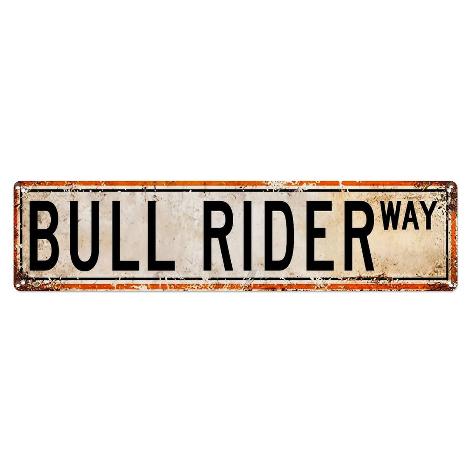 Bull Rider Way Sign Pattern Metal Tin Sign Plaque