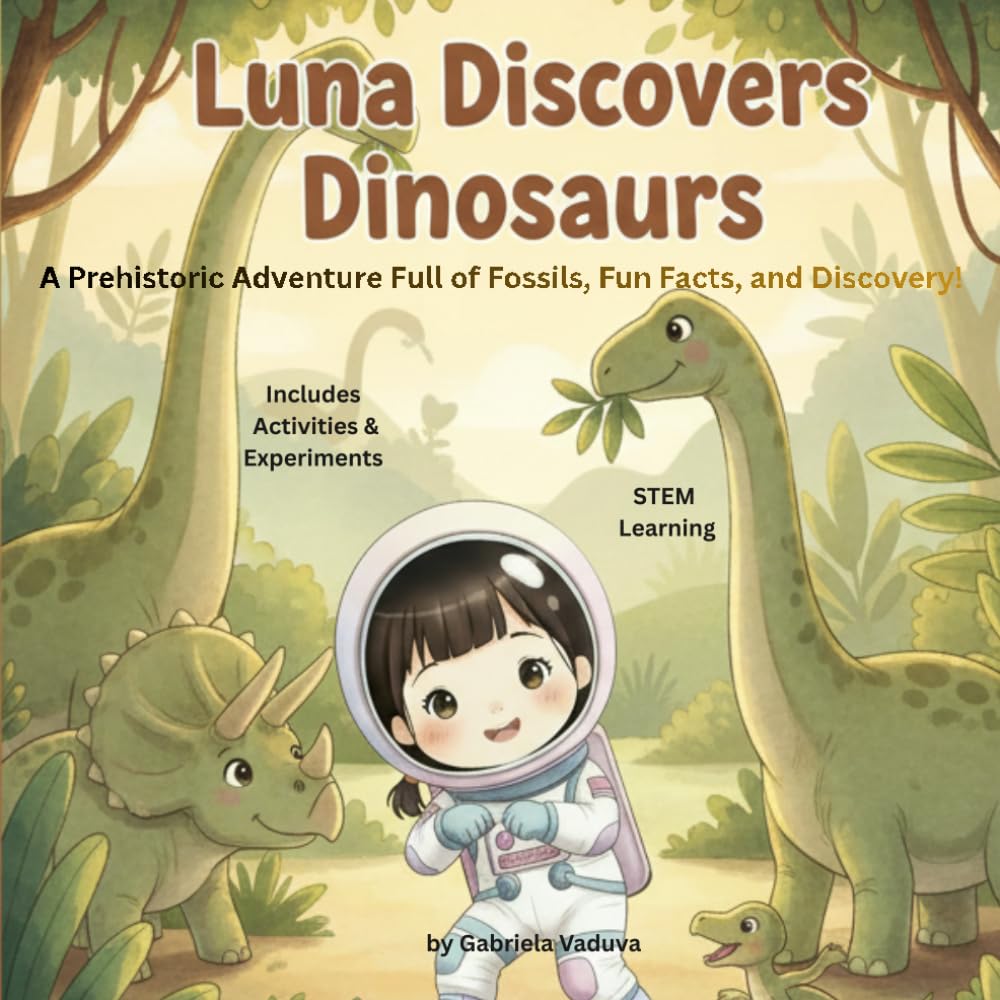 LUNA DISCOVERS DINOSAURS: A Prehistoric Adventure Full of Fossils, Fun Facts, and Discovery! (Luna the little astronaut)
