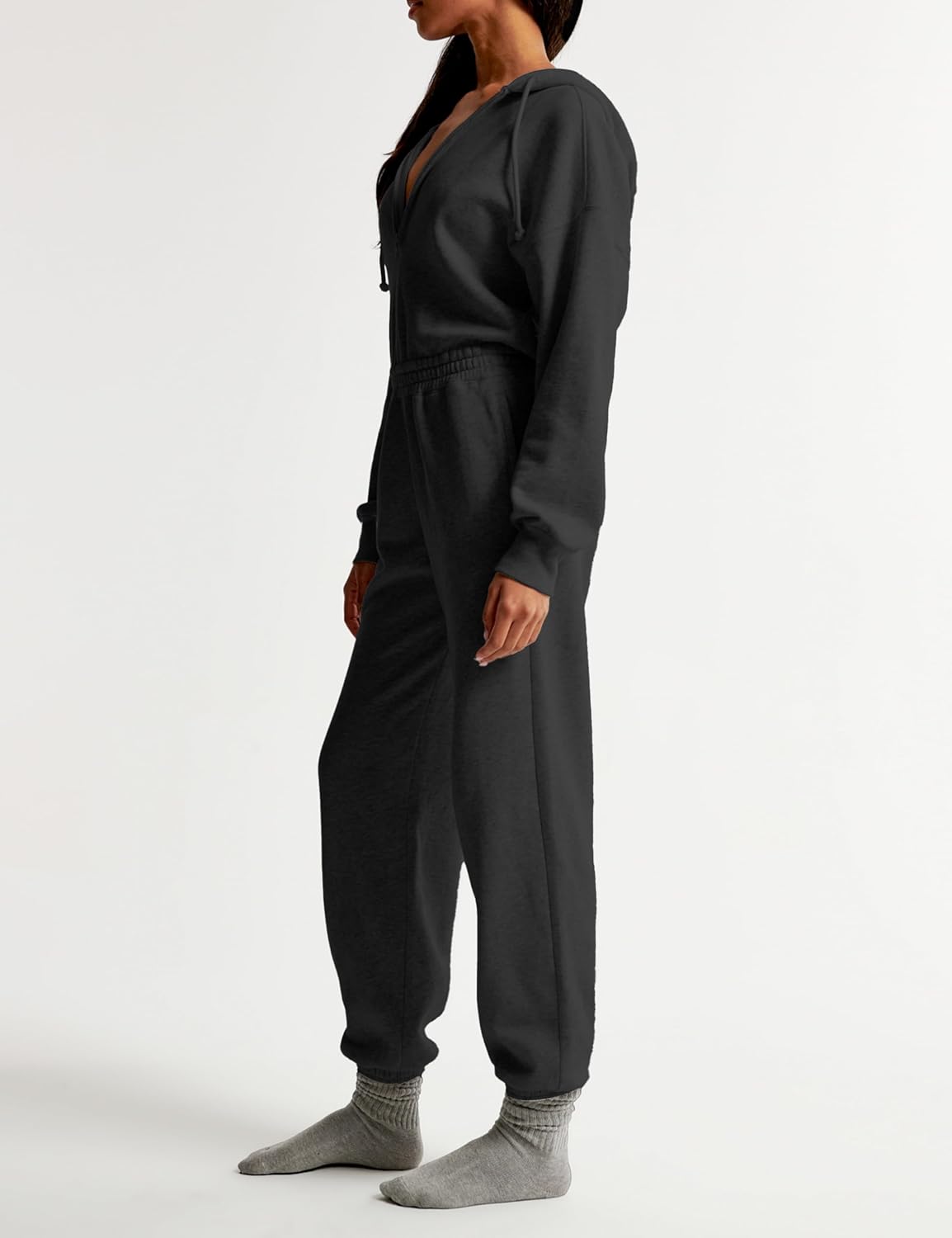 Jumpsuits for Women Casual Hoodie Long Sleeve Zip Up Sweatshirts Loose Jogger Sweatpants One Piece Romper Outfit - Image 2