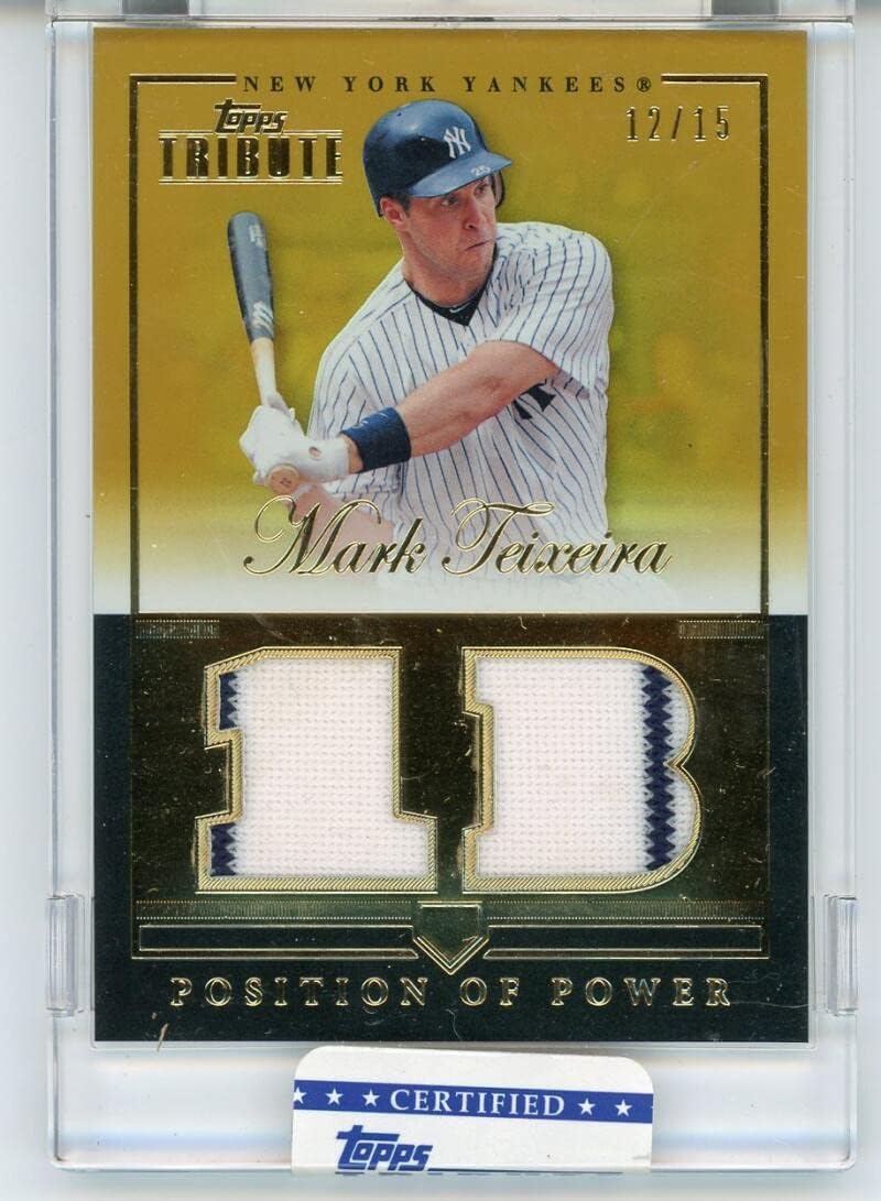 2012 Topps Tribute Positions of Power Relics Gold #PPO-MT Mark Teixeira MLB Baseball Card (Memorabilia/Game Used) /15 NM-MT