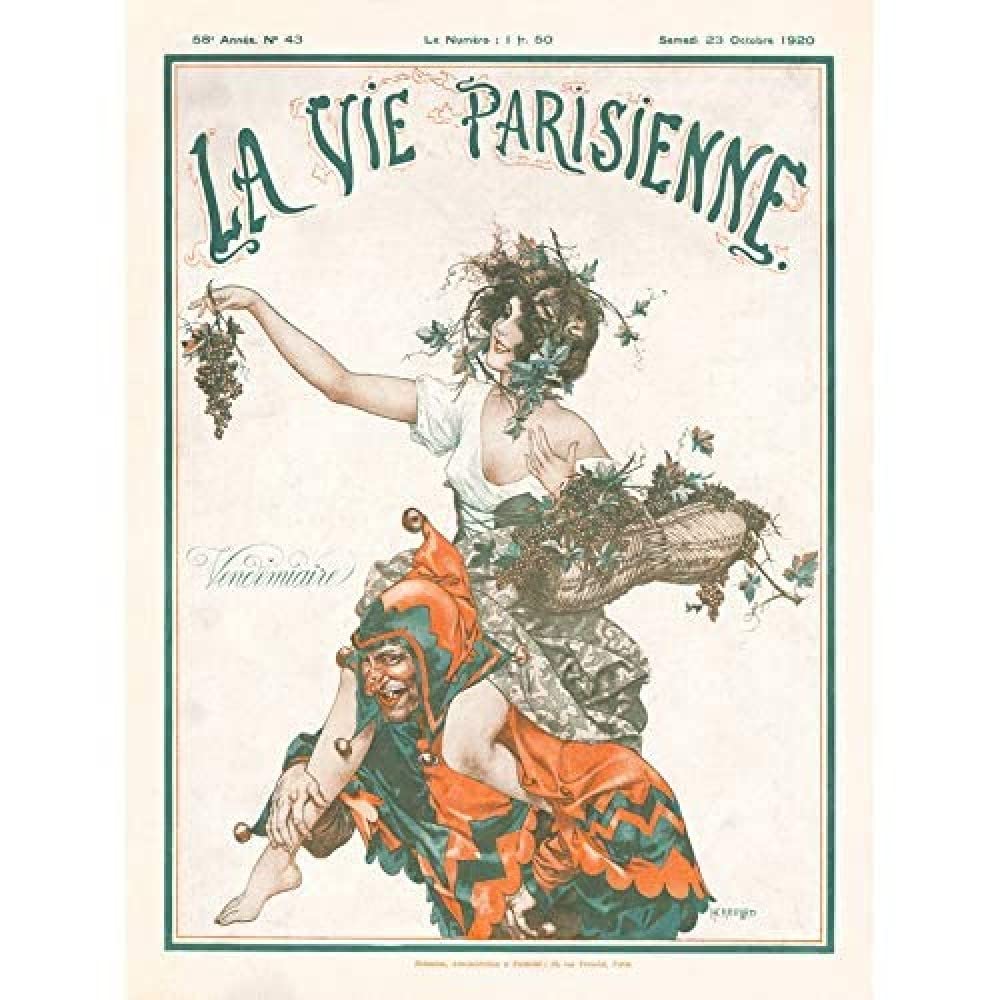 Artery8 La Vie Parisienne Autumn Jester Harvest Magazine Cover Art Print Canvas Premium Wall Decor Poster Mural