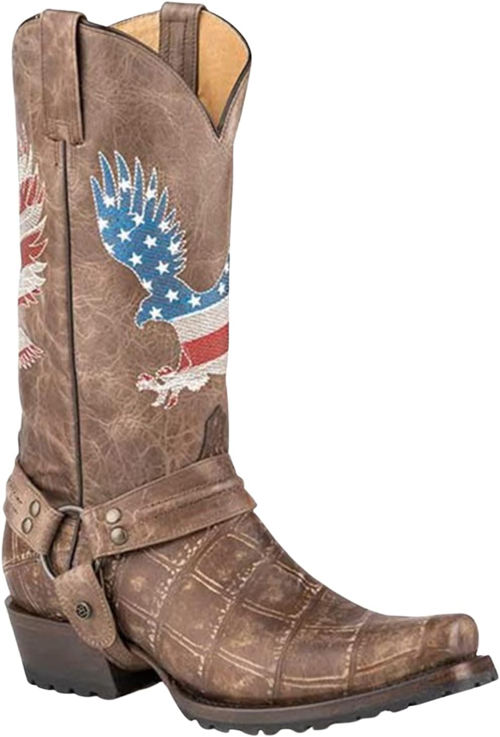 Roper Mens Soaring Eagle Western Boot Snip Toe Brown 7 D 