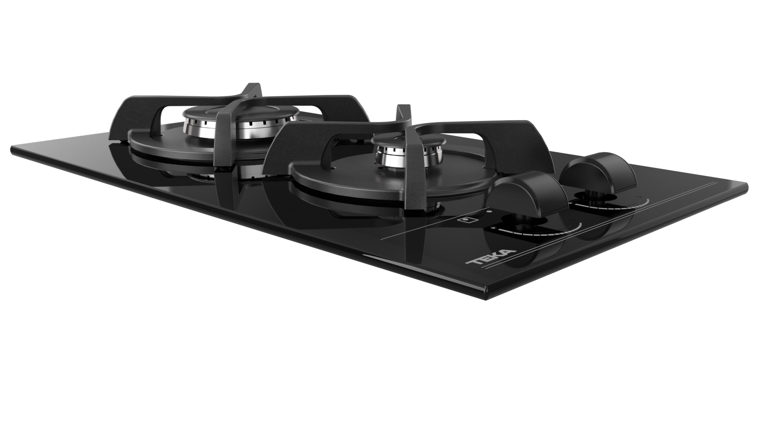 TEKA Placa de Gas Cristal Gas 30 cm, 2 Quemadores, Mandos Frontales Ergonómicos, Seguridad Termopar, Instalación Fast-Click, Modelo GBC 32000 KLB