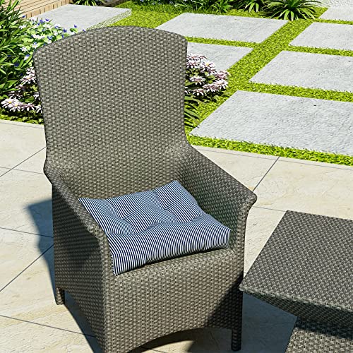 Lvtxiii Outdoor Seat Cushion With Ties, Fade-Resistant Wicker Seat Cushions, All Weather Tufted Chair Pads For Patio Furniture Decoration (Square Back, 19”X19”X5”, Stripe Navy, 2 Pack) #TOP7