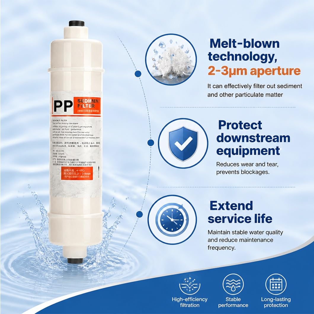 Paquete De 4 Cartuchos Prefiltro De Sedimentos De Algodón PP 10",con Conectores Rápidos 1/4" Para Sistemas Ósmosis Inversa, Agua De Pozo Y Filtración Bajo El Fregadero