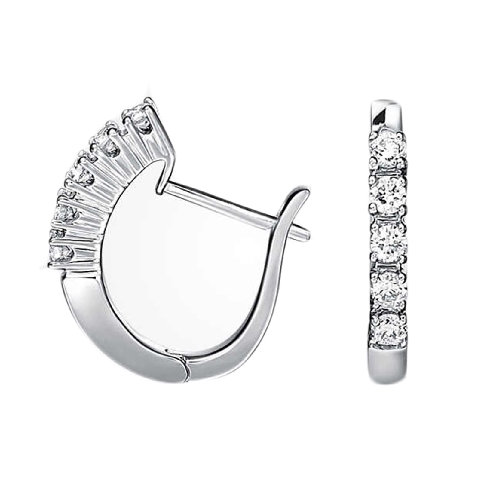 KnSam Creole Hoop 750 prawdziwe białe złoto, 0,2 ct laboratorium stworzone diamenty damskie kolczyki klasyczne szlif okrągły biały, biżuteria damska kolczyki 18K