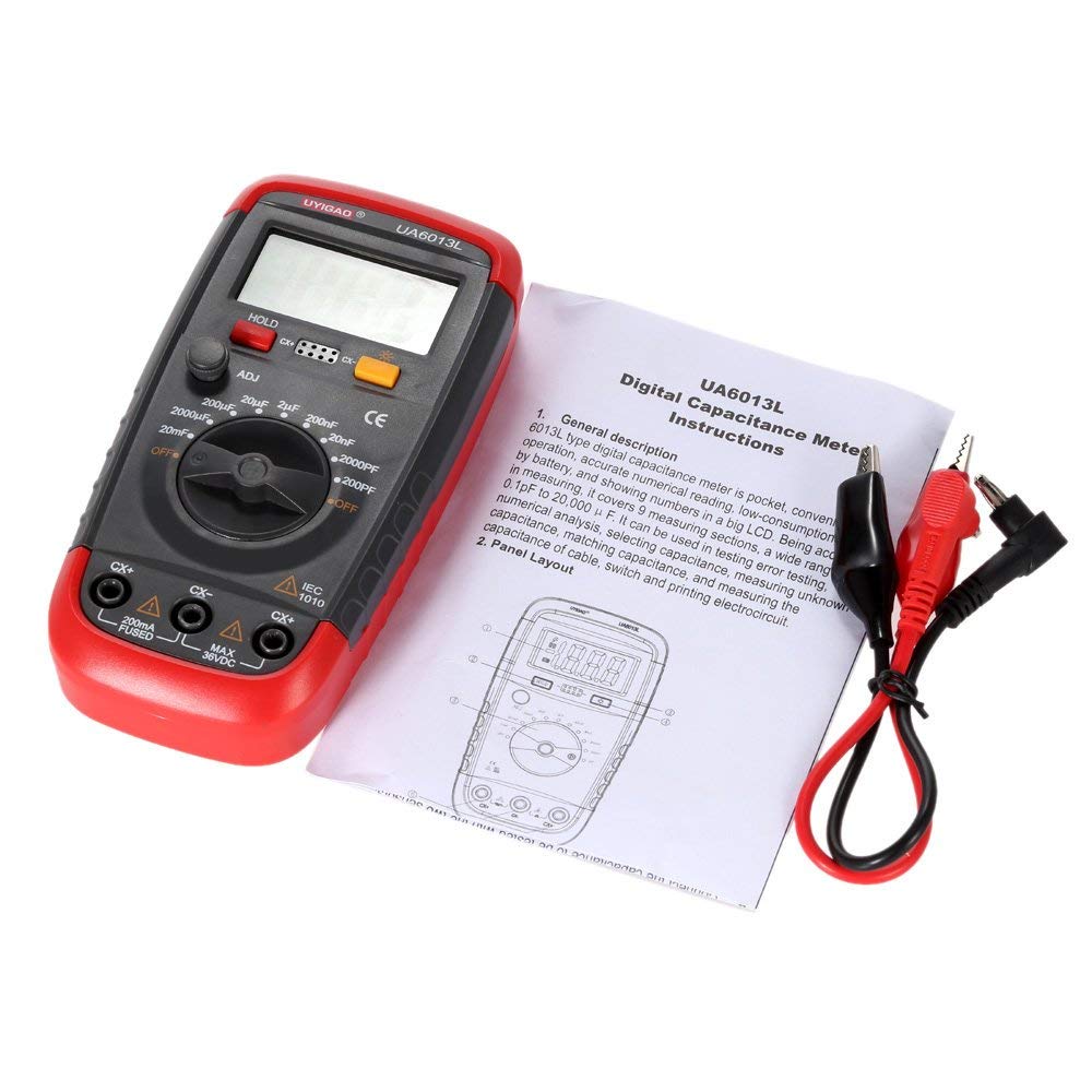 UYIGAO UA6013L Tragbarer digitaler LCD -Kondensator Digitaler Kapazitätsmesser -Kapazitätsmesser -Tester -Kondensator Tester mit LCD -Hintergrundbeleuchtung für