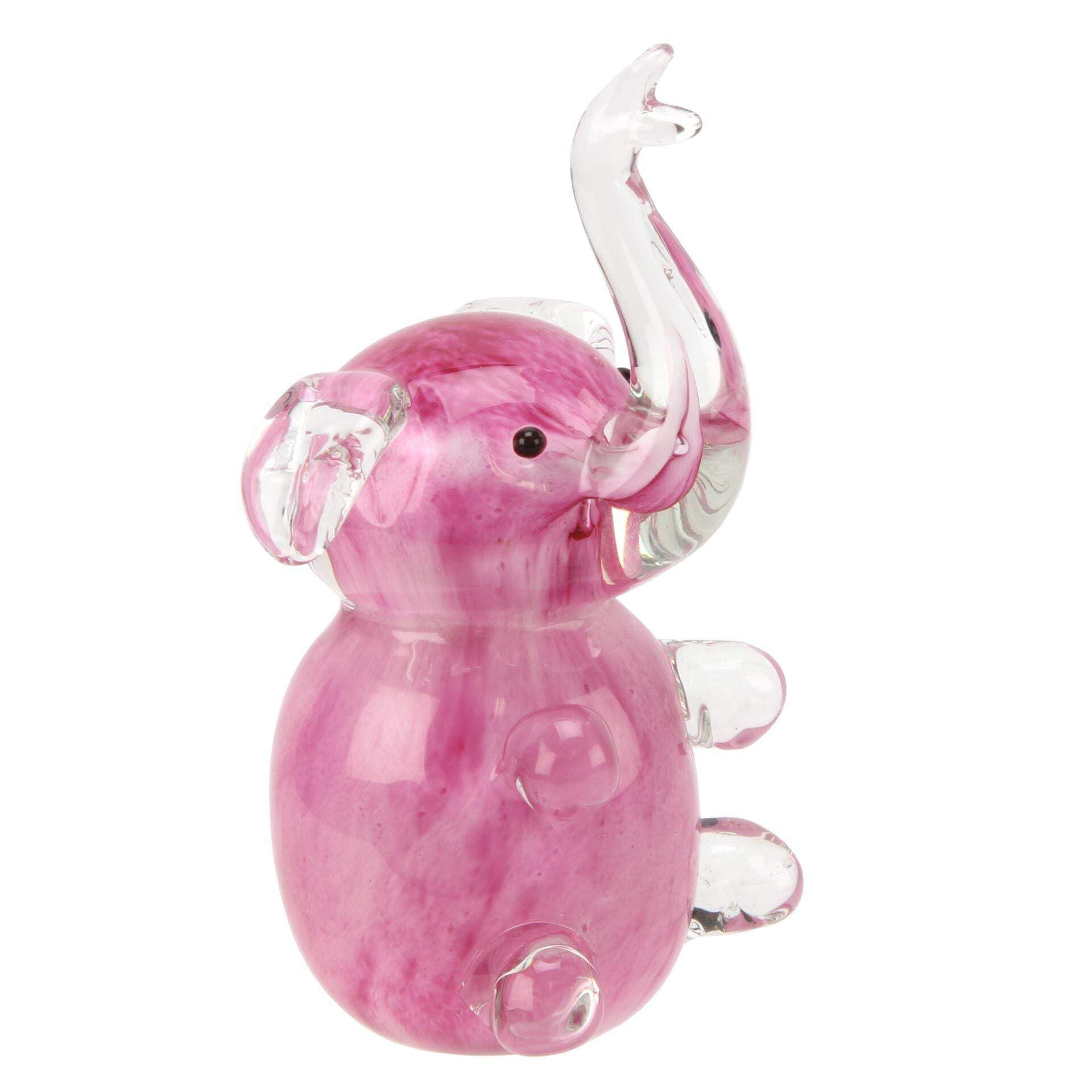 Glass Animal Paperweights Figurine - Pink Elephant 60508