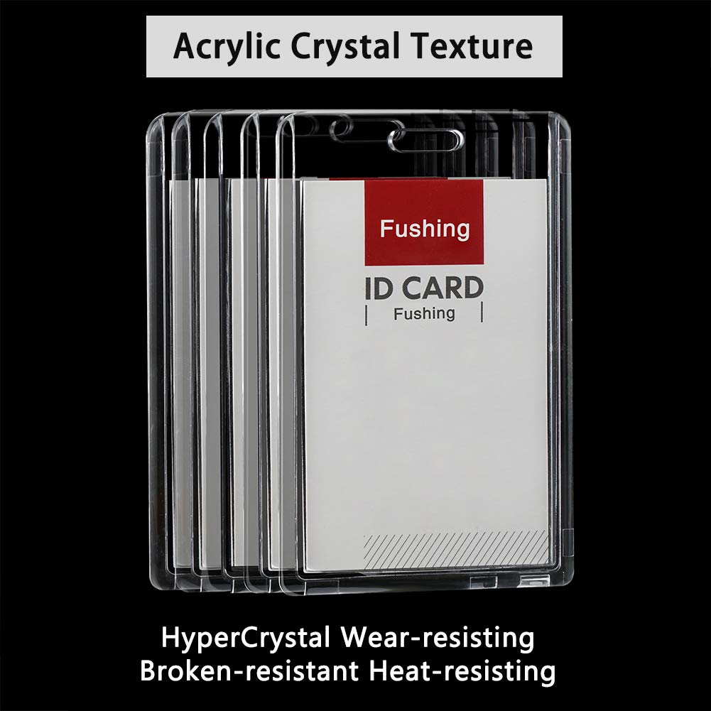 Fushing 6 Pack Heavy Duty ID Card Holders DoubleSided Clear Acrylic