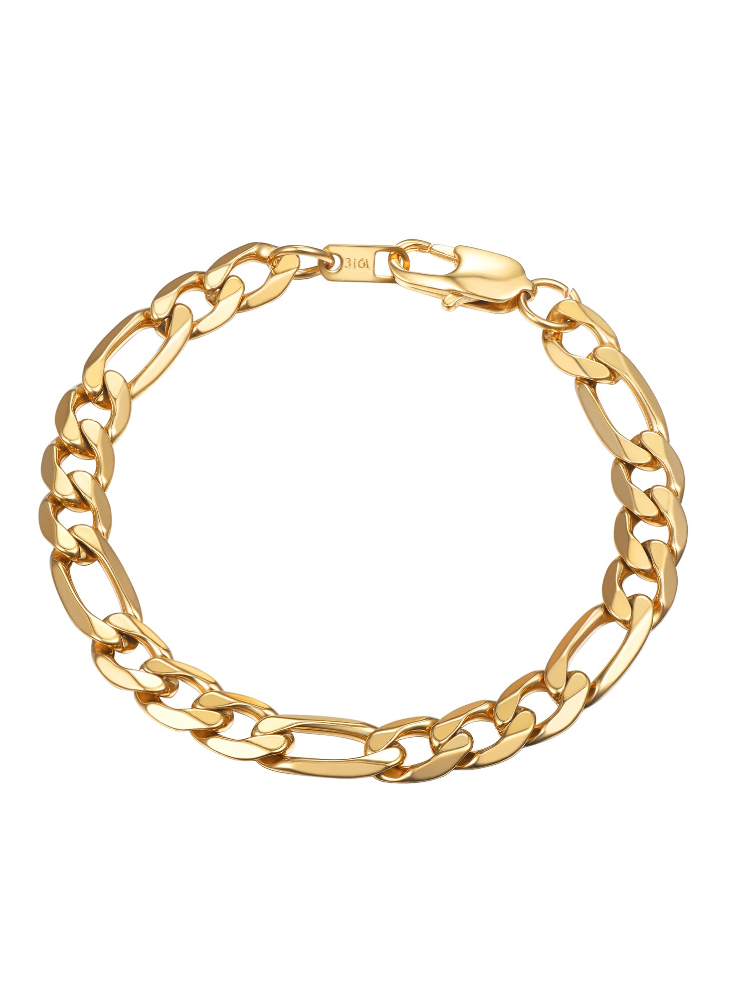 PROSTEEL PROSTEEL Pulsera Figaro Hombre Acero Inoxidable 6/9/13mm Pulseras Eslabones Cadenas Fígaro Plateado/Dorado/Negro, 19cm/21cm/23cm, Joyas Hombres Mujeres con Caja de Regalo Recycled Claim Standard 100