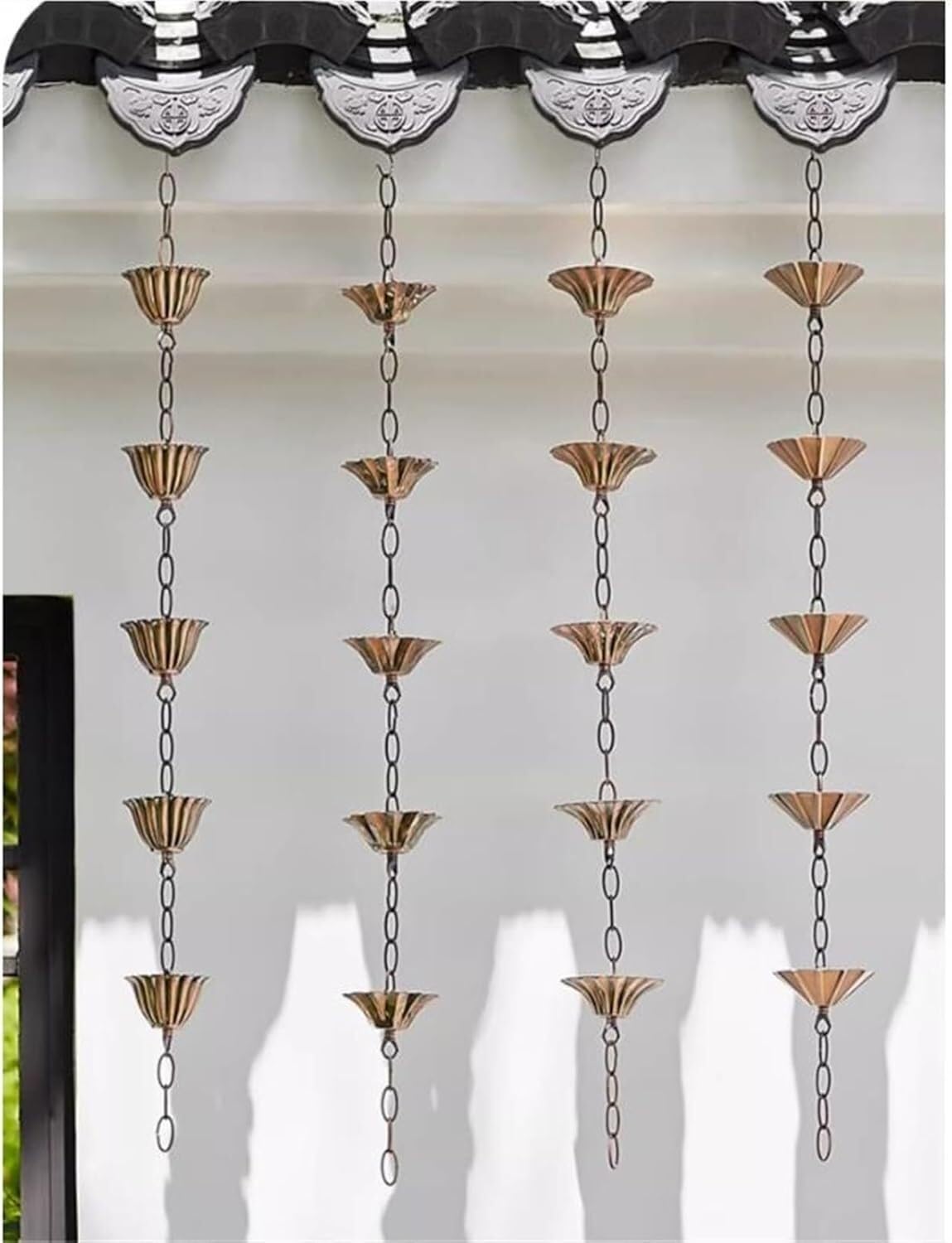 WOTZOV Aluminum Alloy Rain Chain, Flower-Shaped Gutters, Decorative Replacement Downspout For Gutters, Customized Length，3m/10ft