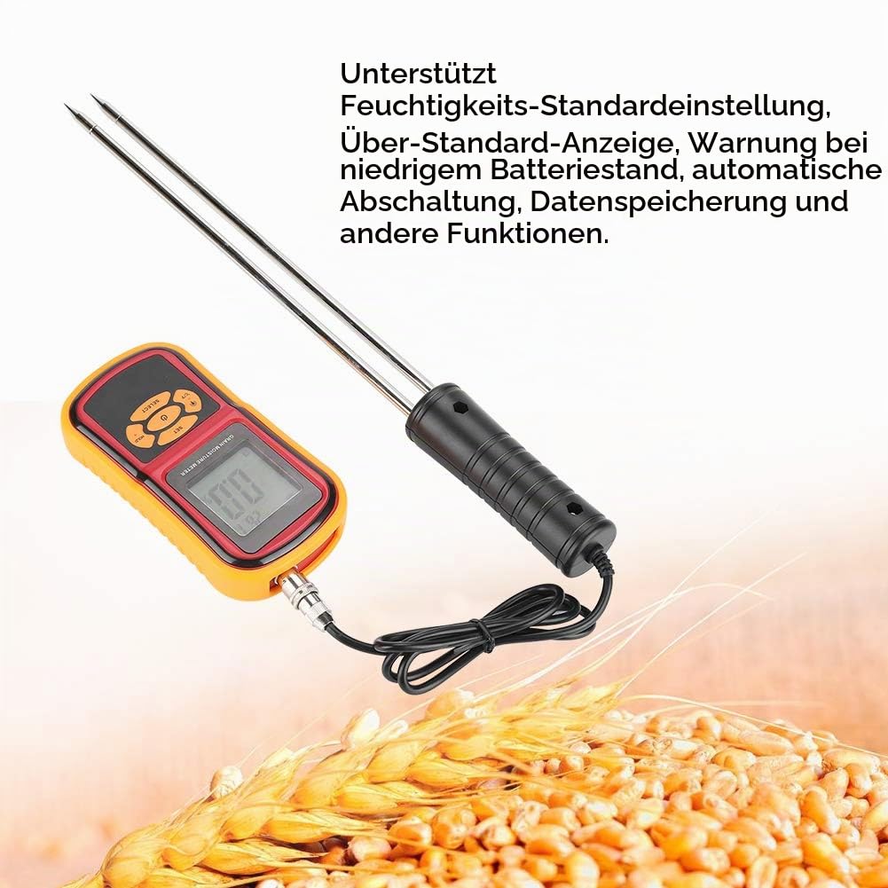 Feuchtemessgerät Digital GM640 Feuchtetester LCD-Getreidetester Feuchtetemperatur Messer für Weizenreis Maisbohne Getreide Feuchtigkeitsprüfgerät