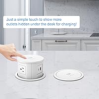 Vista 3 de ANNQUAN Toma de corriente desplegable de 4.75 pulgadas para encimera con cargador inalámbrico de 15 W, 4 tomas, 1 USB-C, 1 USB-A, toma de corriente