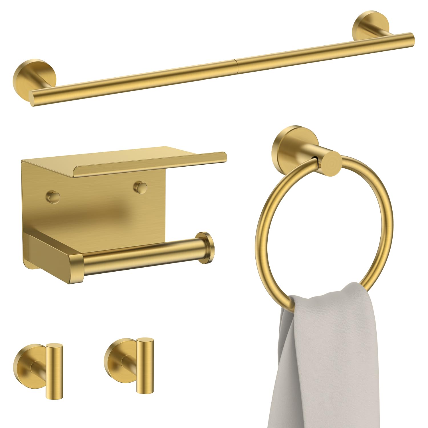 FORIOUS Bathroom Accessories, 4-Piece Bathroom Hardware Set - 24" Towel Bar — Amazon image 19