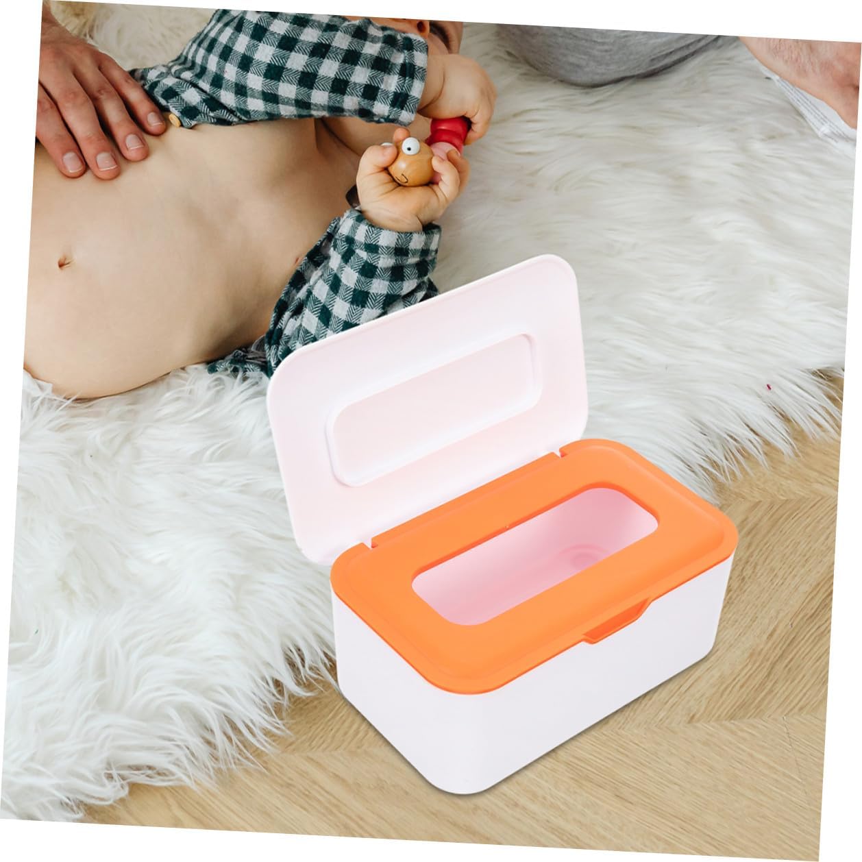 ibasenice Wet Tissue Dispenser Diaper Wipes Holder for Babies Refillable Wipe Container with Airtight Lid for Travel and Bathroom Storage 2pcs White and Orange
