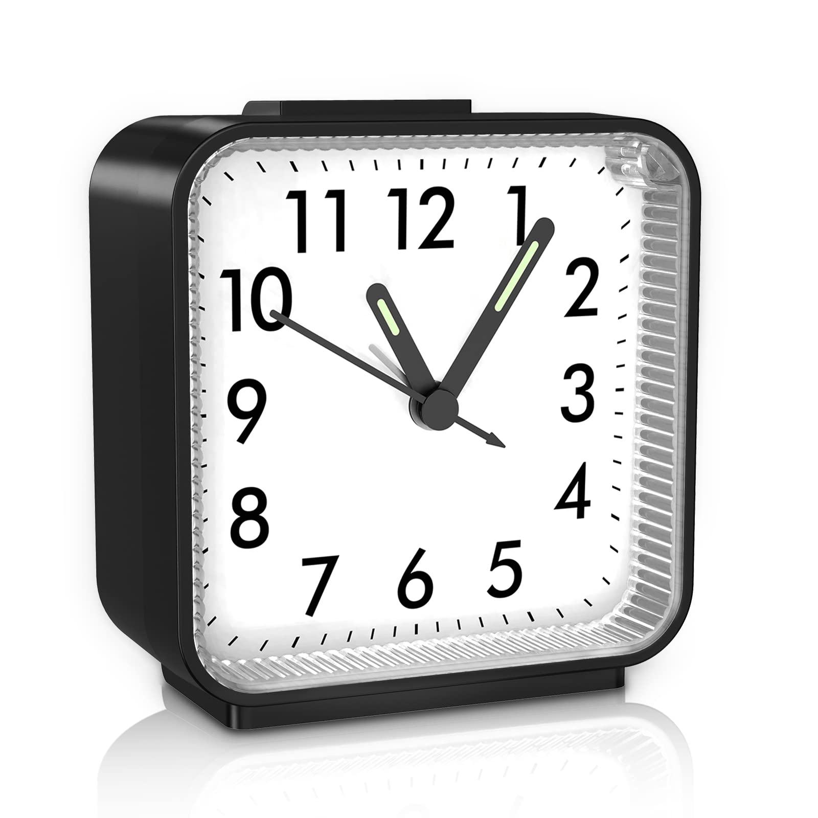 Réveil Analogique Silencieux Sans Tic-Tac – Fonction Snooze Et Veilleuse – Petit Format Voyage (Blanc)