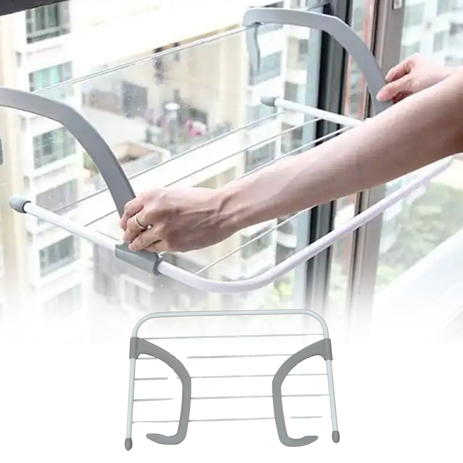 Tadao Metal Steel Folding Drying Rack for Clothes Balcony Laundry