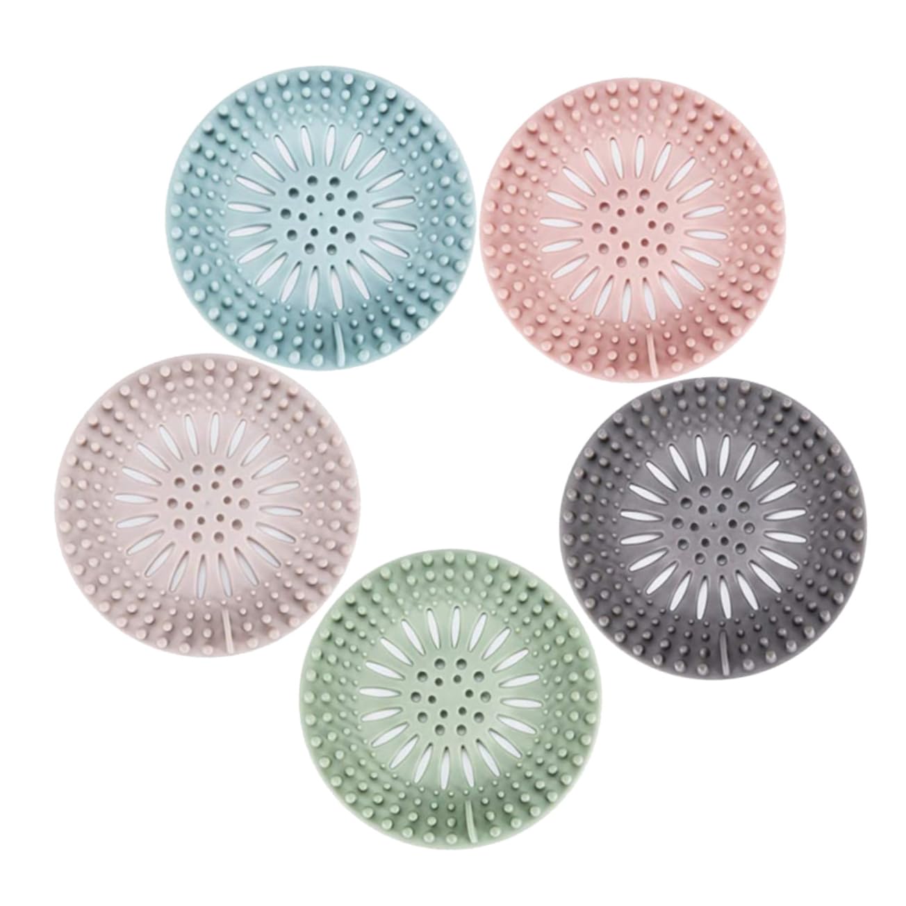 Silicone Sink Strainer Shower Drain Hair Catcher Scarico for Lavandino e Vasca in Silicone Raccogli Capelli Multicolor 13,2x13,2 cm 5 Pz(As Shownx3pcs,13.2X13.2CMx3pcs)