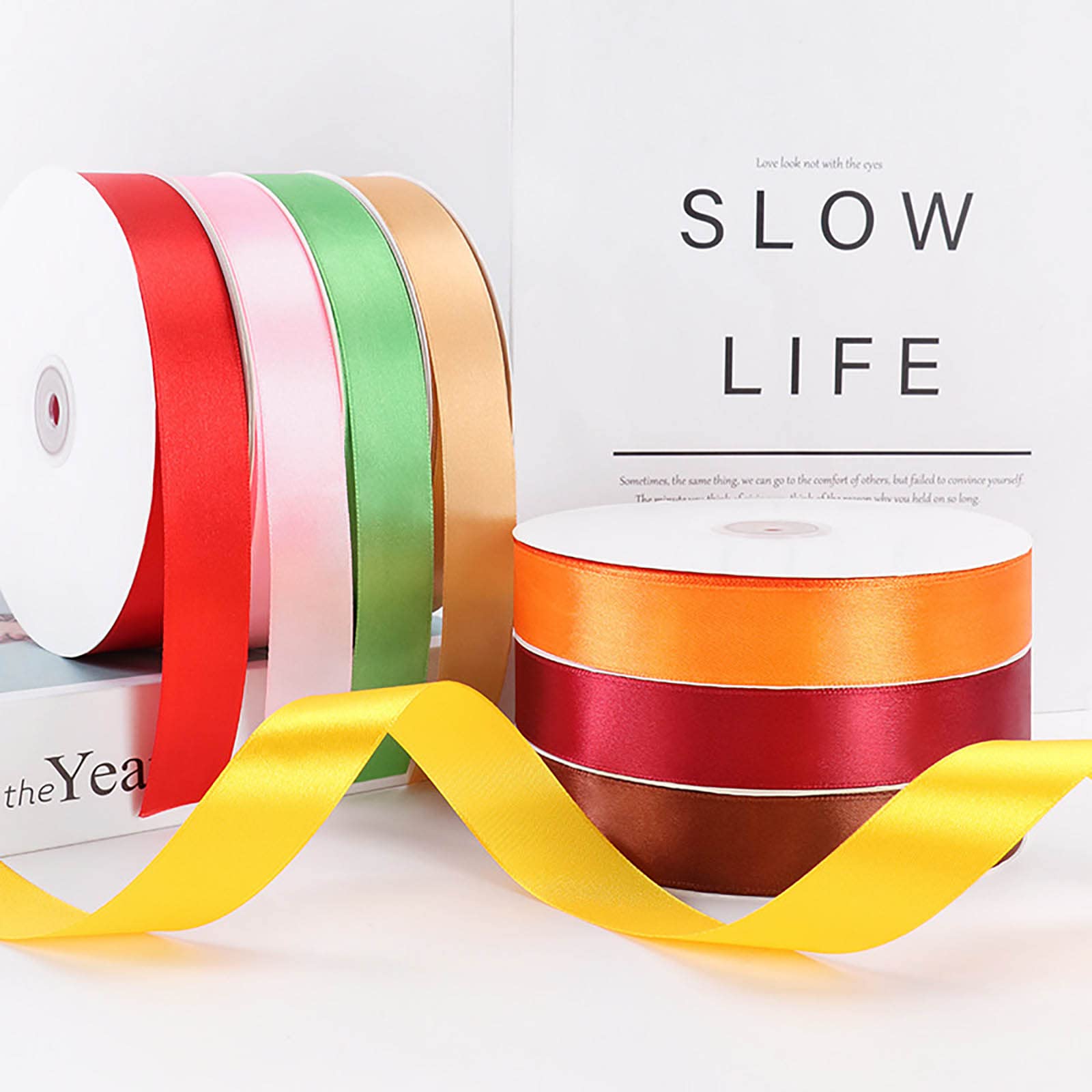 ZYOOO White Satin Ribbon - 25mm x 91m(100 Yards)- for Gift Wrapping DIY Sewing Project, Bouquets, Cake Decoration,Wedding Trimming - Image 2