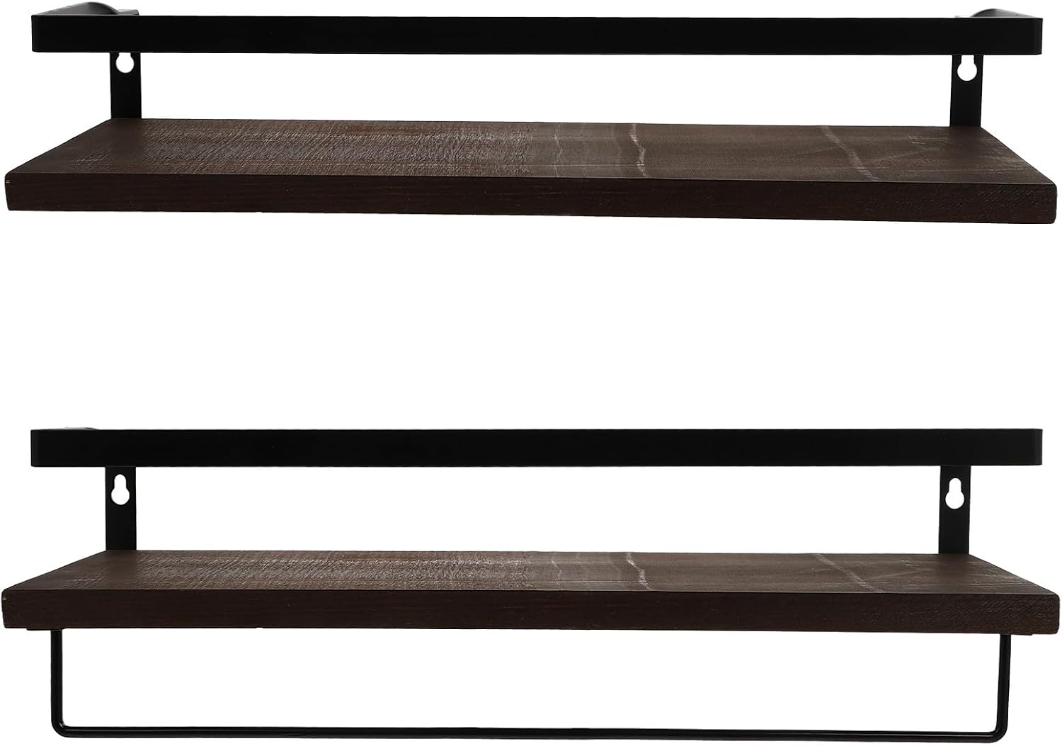 MAGICLULU Wall-Mounted Wooden Storage Shelf Set of 2, Deep Brown Pine Floating Shelves for Bathroom Towel and Kitchen Sundries Organization, Decorative Practical Wall Rack for Home Storage