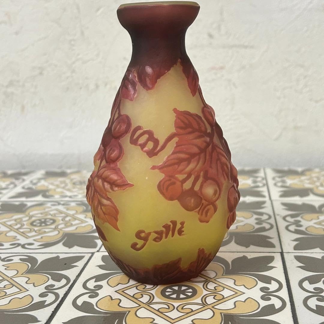 エミール•ガレ 一輪挿し 美術品 ホクシャ文 鶴首型 花瓶 アンティーク