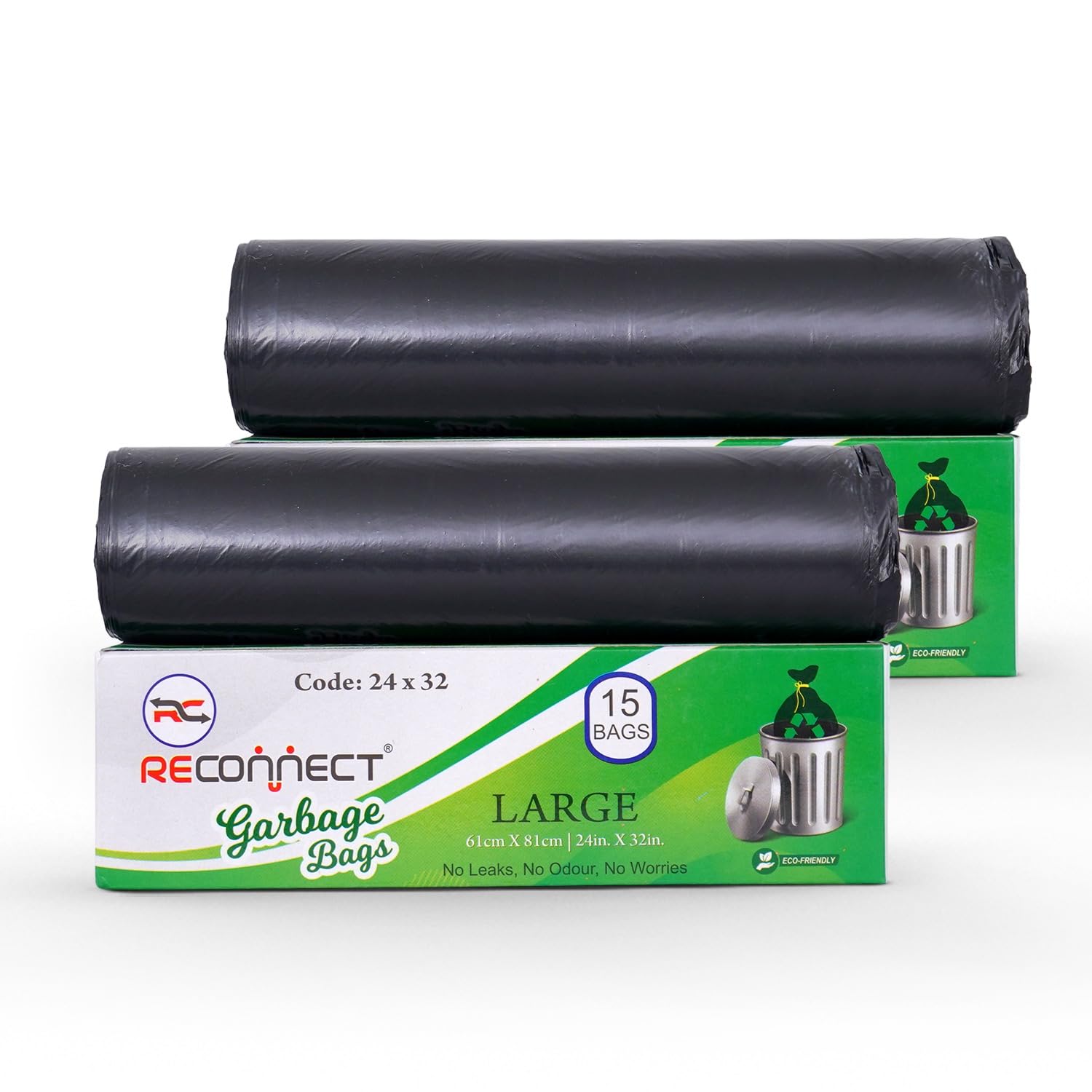 Reconnect Garbage Bags Large Size 24 x 32 Inches Dustbin Bag | 15 Pcs Pack of 2 | Heavy Duty Leak Proof Trash Bags for Home Kitchen Use-image-19