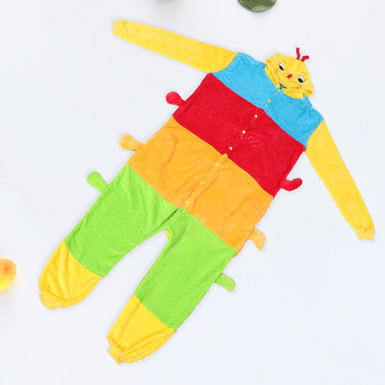 Gatuida Plüschige Caterpillar Onesie Pyjama aus Flauschigem Flanell Warme Halloween Schlafanzug für Erwachsene Kuschelige Hauskleidung für Herbst und Winter für Festliche Zusammenkünfte