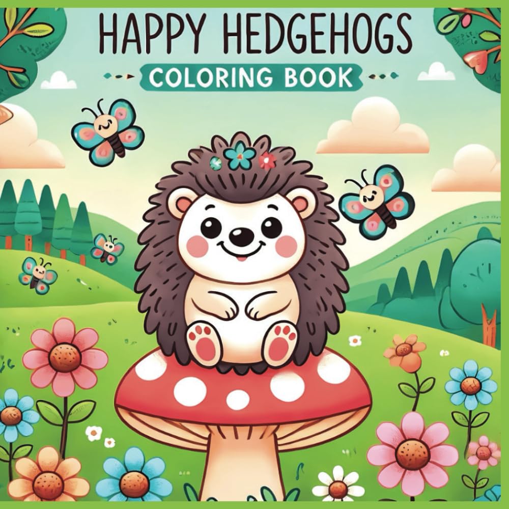 Happy Hedgehogs Coloring Book: A Simple Animal Coloring Book with Adorable Hedgehog Designs for Relaxation and Fun —Perfect for Animal Lovers, Kids, and Adults