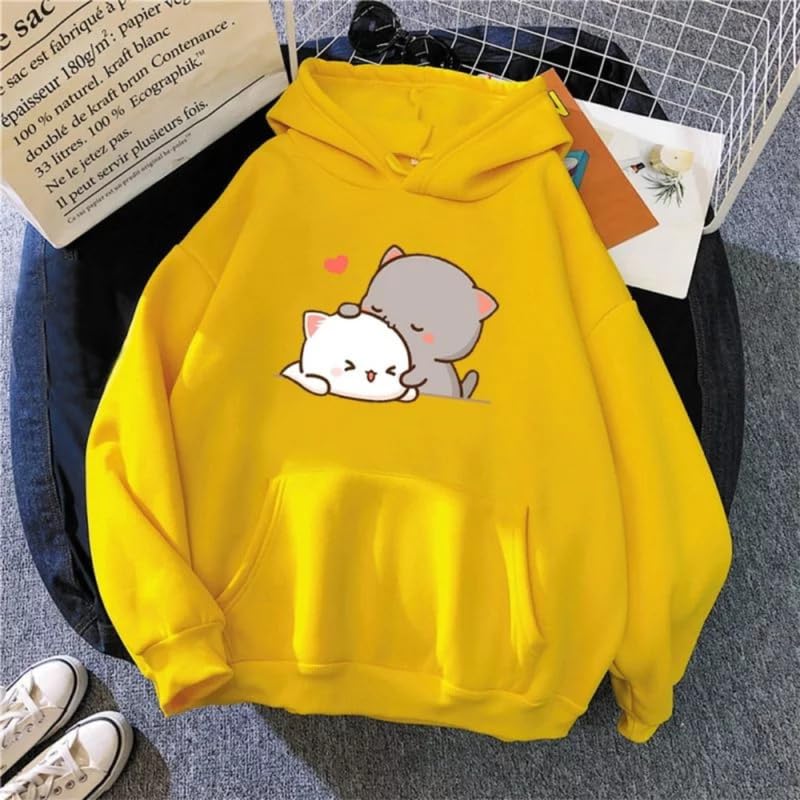 Image of Popster Printed Hooded Sweatshirt Hoody Fleece Regular Fit Full Sleeves Stylish Jumper Sweatshirts Winter Wear Hoodie for Women