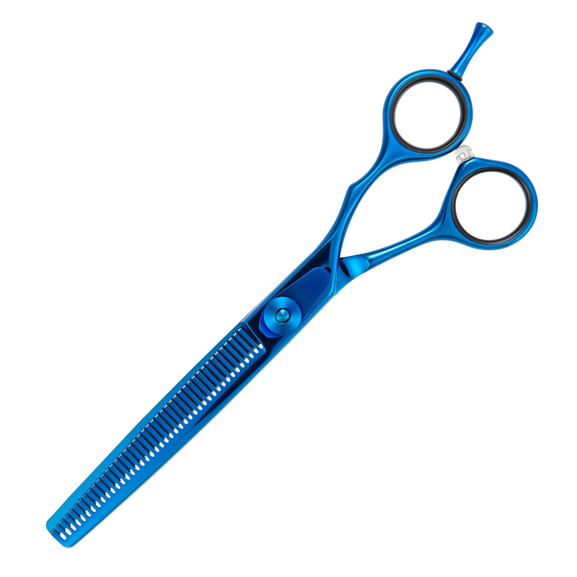 Masterclip Blue 6.5” Topaz Thinning Scissors – Premium High-Grade Mirror Polished Stainless Steel Dog Grooming Scissors – Ideal For Thinning The Coat & Leaving A Natural Finish (Right Handed)