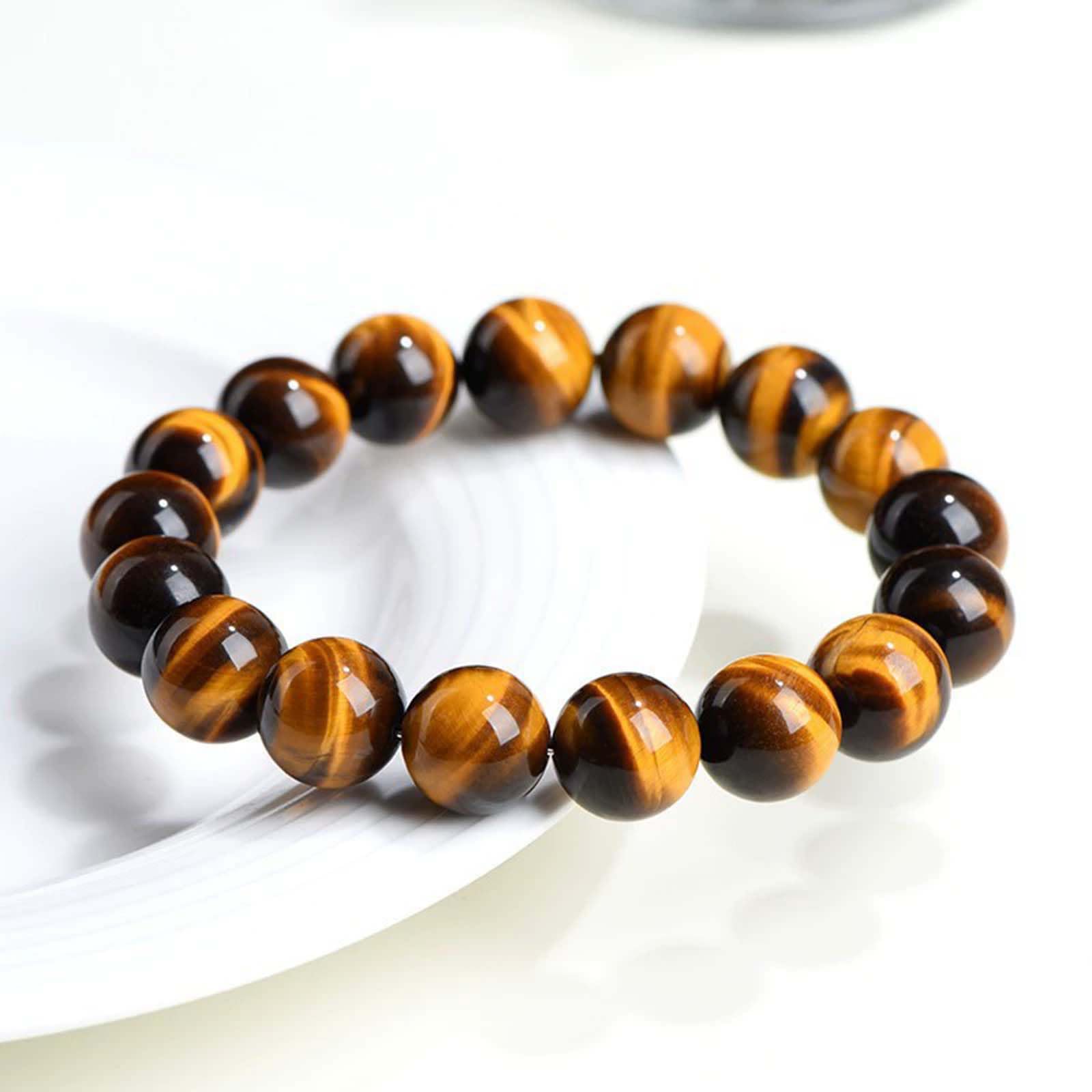 Pulsera de Piedra de Ojo de Tigre Natural para Hombres y Mujeres