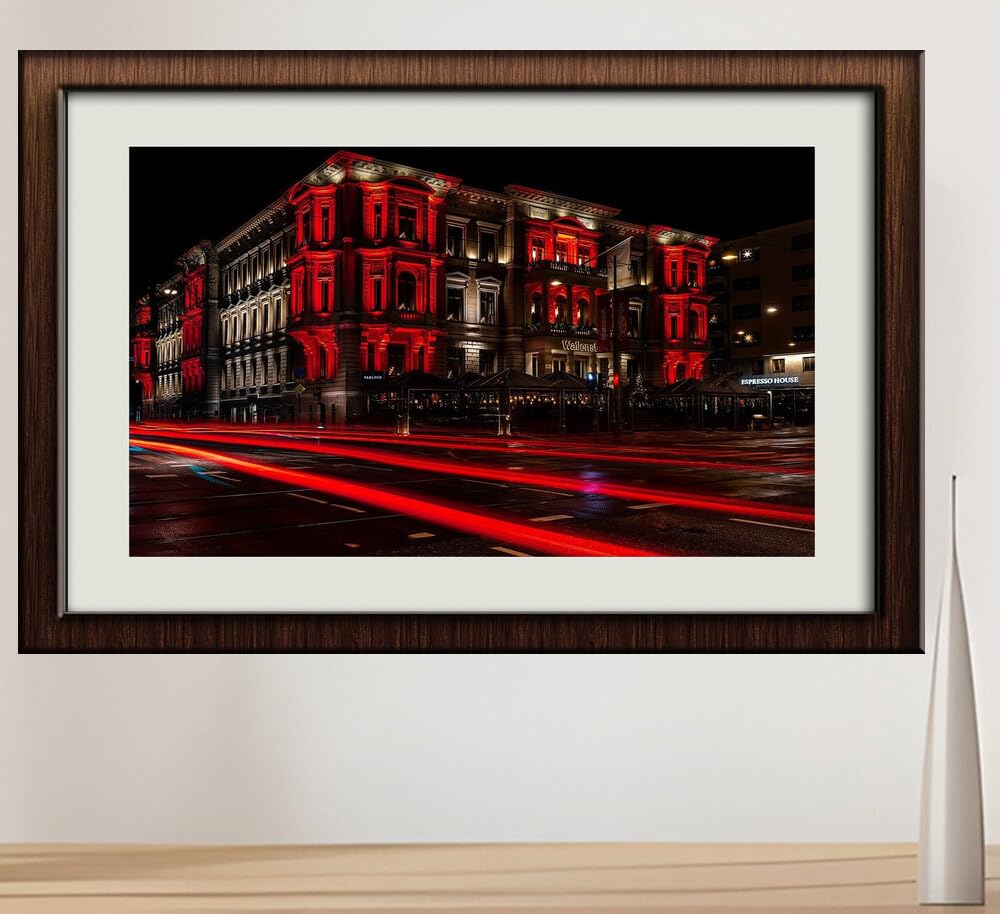 JVERF - JZZI10643 Sweden Houses Roads Goteborg Street Night| Self-Adhesive Painting | Frameless