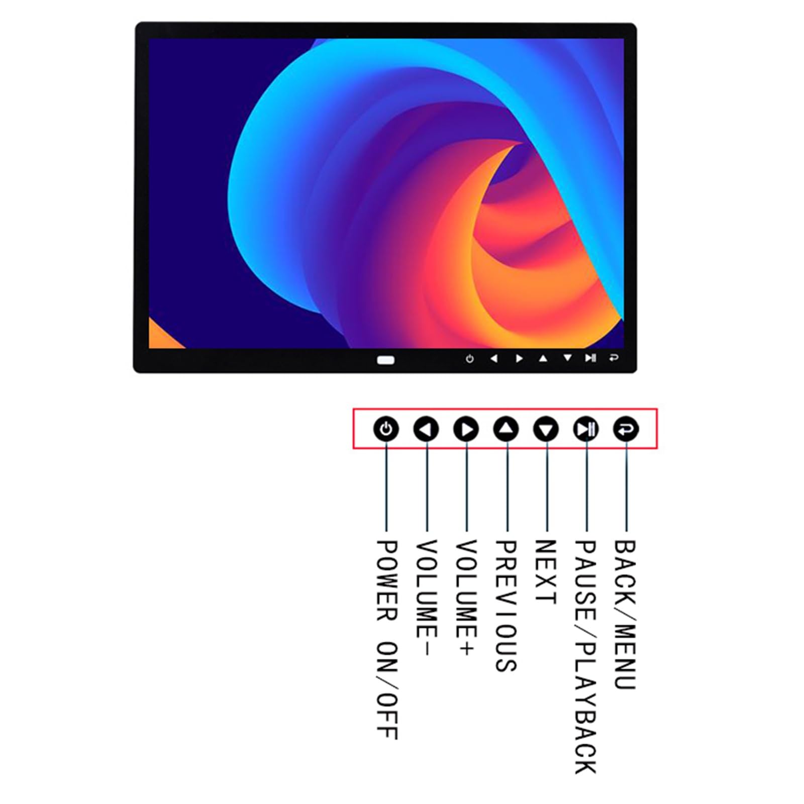 17-Zoll-Digital-Fotorahmen mit Anzeige von Fotos, Musik und Videos, digitalem Fotoalbum, Kalender, Wecker, automatischem EIN-/Aus-Timer (Color : Black)