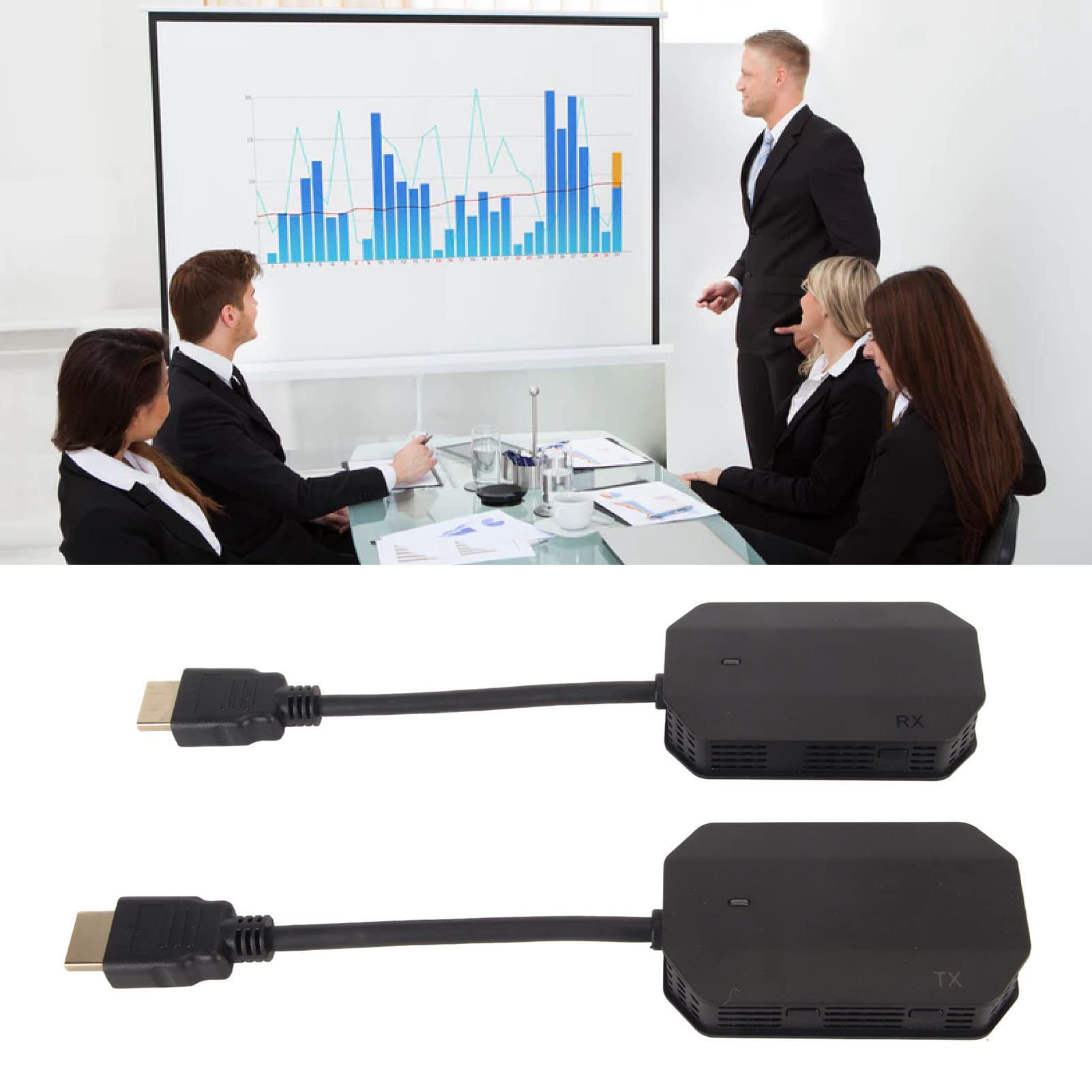 Nadajnik i odbiornik HDMI, zestaw przedłużacza WiFi 5G, odbiornik telewizyjny HD 1080p, do laptopa, telefonu, telewizora, monitora, projektora