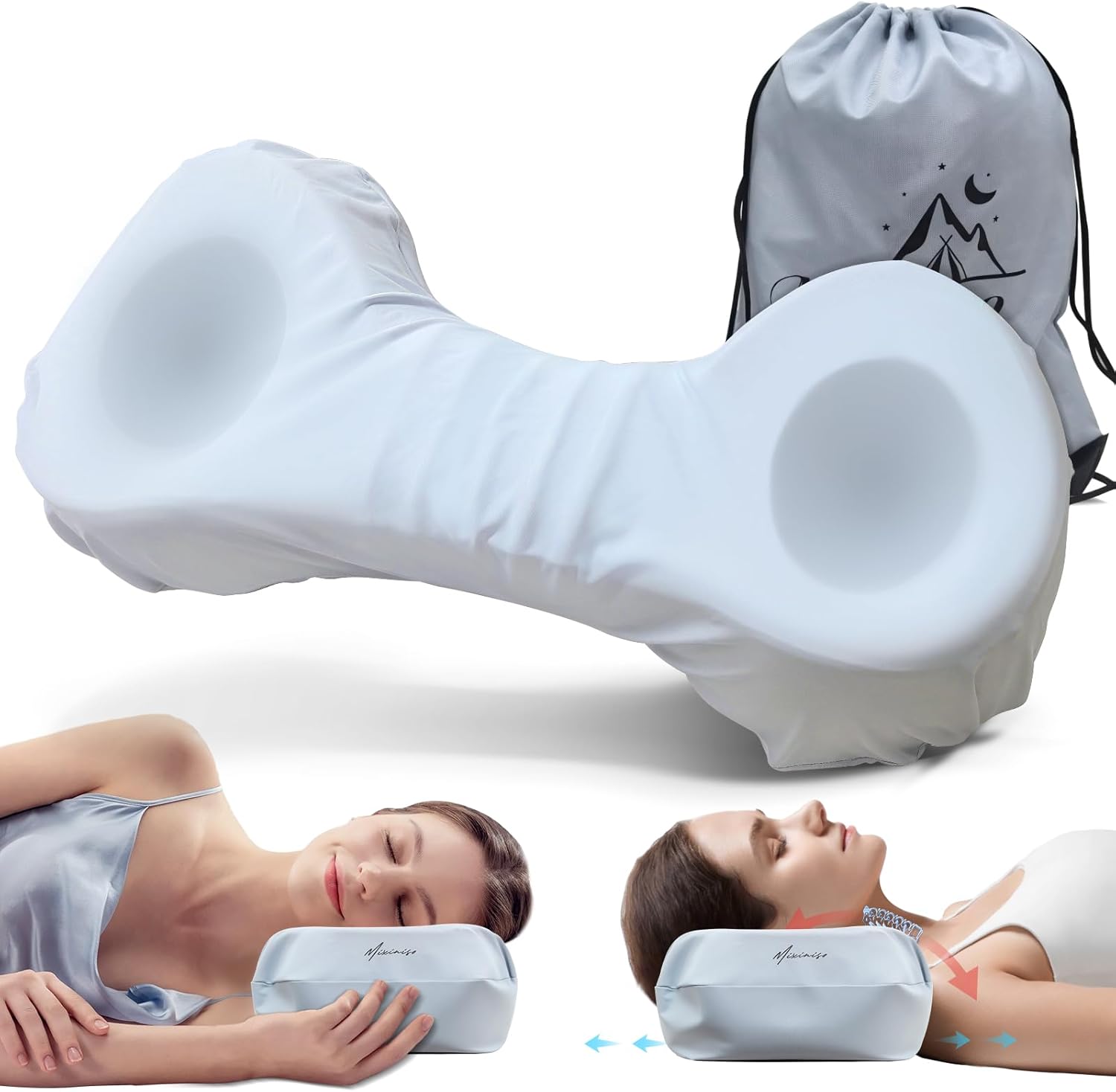 Camping Travel Pillow, Camping Pillow for Sleeping, Lightweight Memory Foam Traction Pillow,Portable Cervical Pillows with Travel Storage Bag