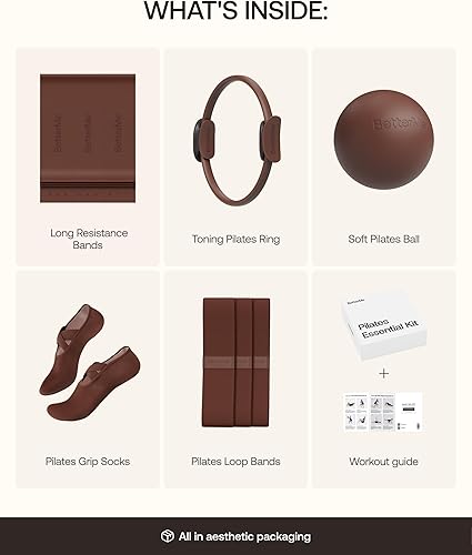 Miniatura 2 de BetterMe Kit esencial de pilates Anillo de pilates, bandas de resistencia largas, bandas de bucle de pilates, pelota y más Kit completo de pilates
