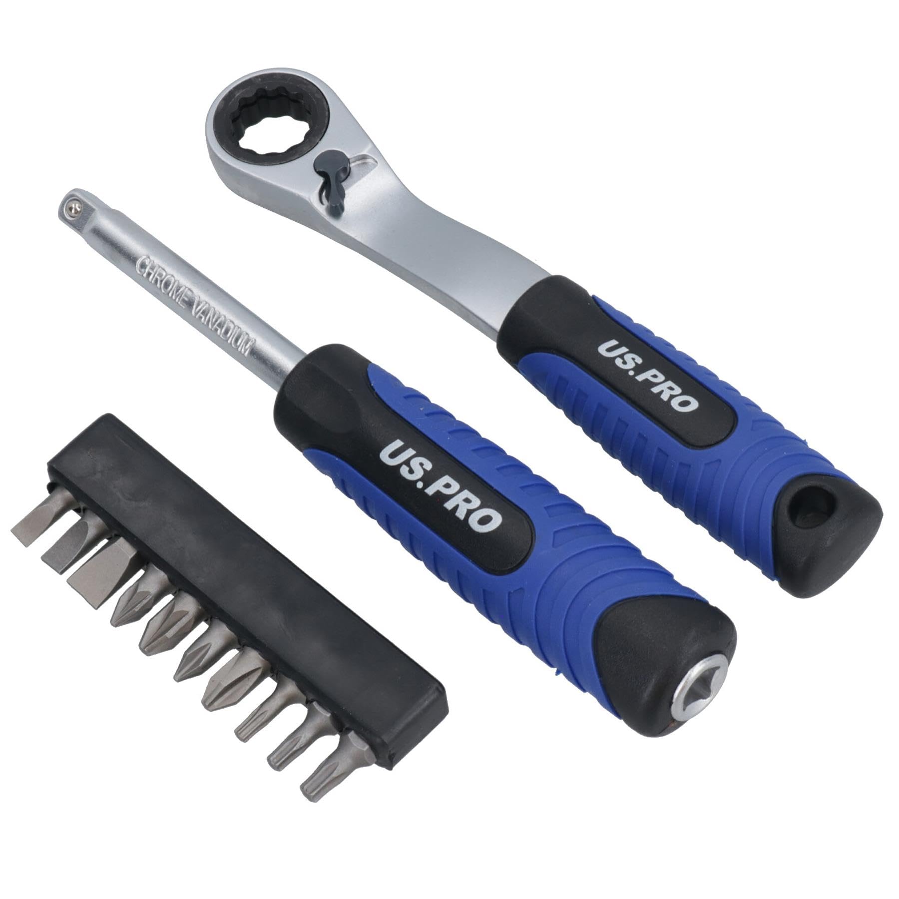 Llave de vaso métrico de paso de 1/4 pulgadas + juego de accesorios 4,5-13 mm, 29 piezas