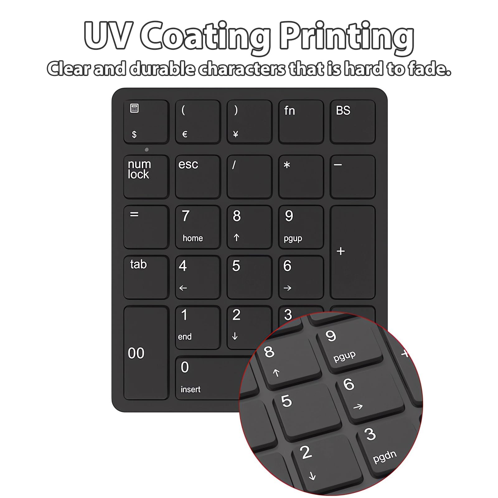 Teclado numérico con cable de 26 teclas con llave de calculadora y símbolos de moneda financiera, mini teclado numérico portátil para Windows, PC, computadora, portátil, computadora portátil