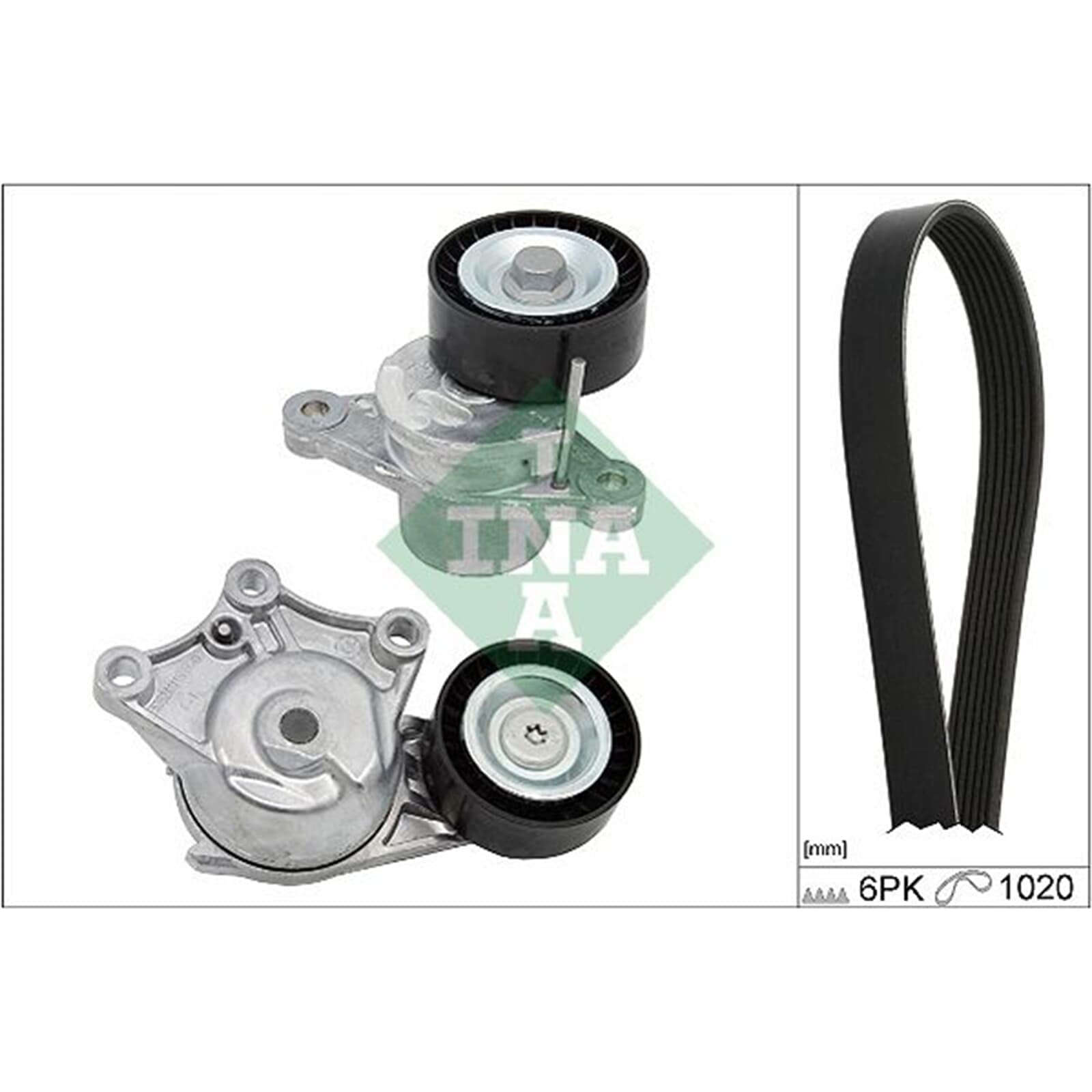 INA Jeu de courroies trapézoïdales à nervures 529 0323 10 1020mm Compatible avec PEUGEOT 208 I 3/5 portes CA, CC 2008 Break CU 208 II 3/5 portes UB, UP, UW, UJ, CITROËN C3 II SC